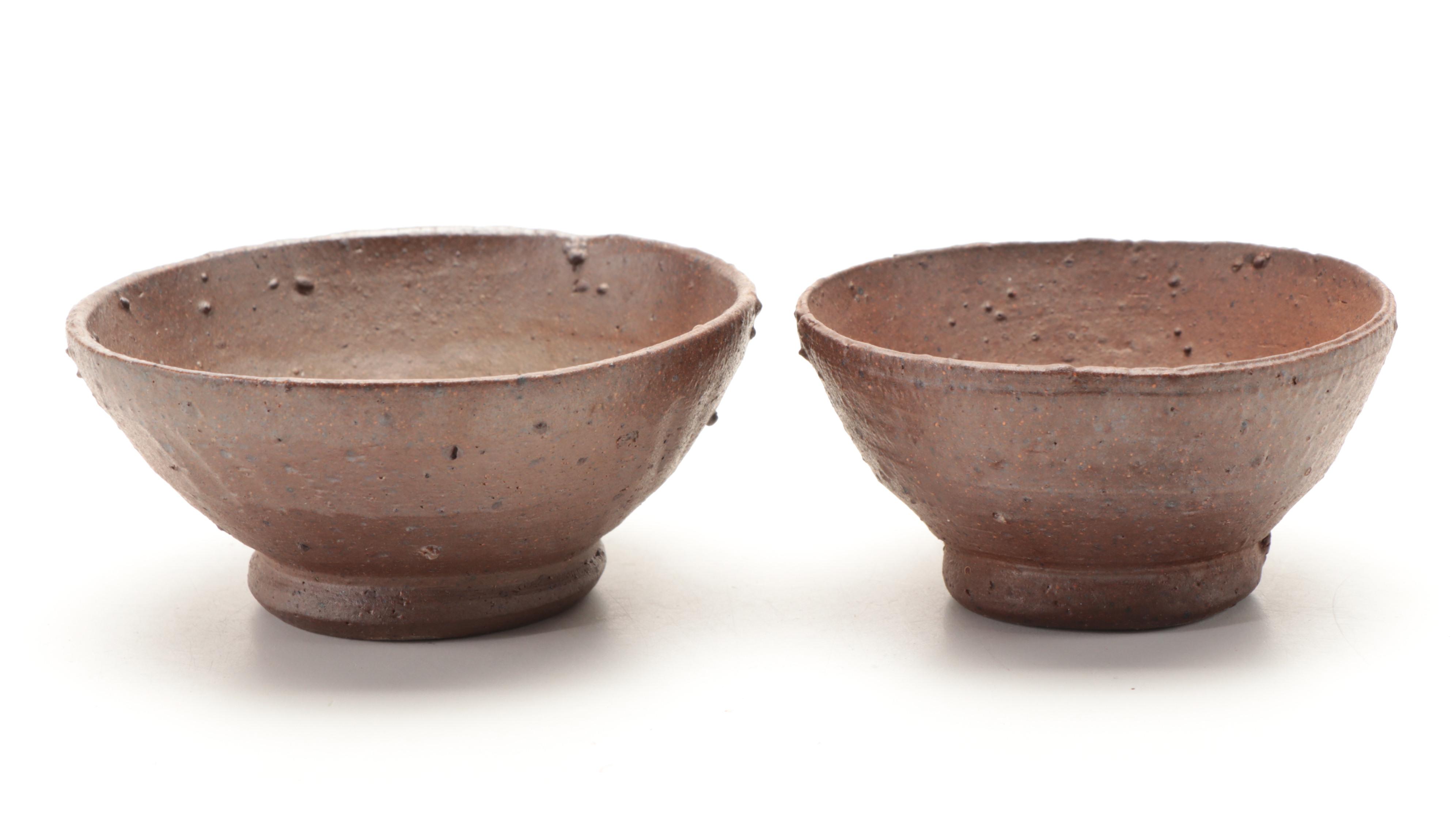 Studio Pottery Glazed Sake Gourd with Sake Cups, Soy Dishes and Matcha Chawans