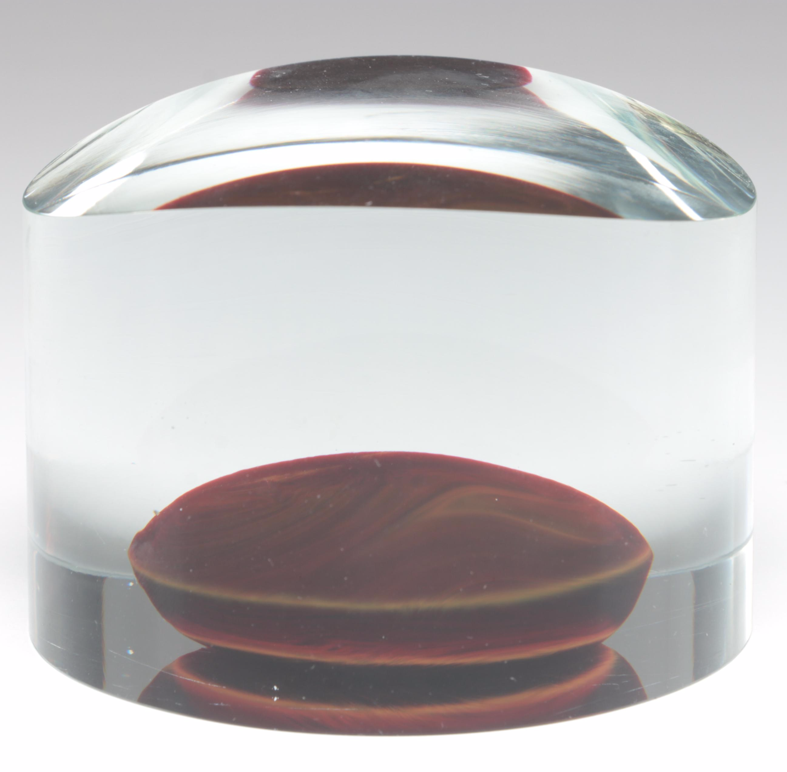 Karel Wünsch Geometric Cut and Polished Optic Czech Art Glass Sculpture, 1989
