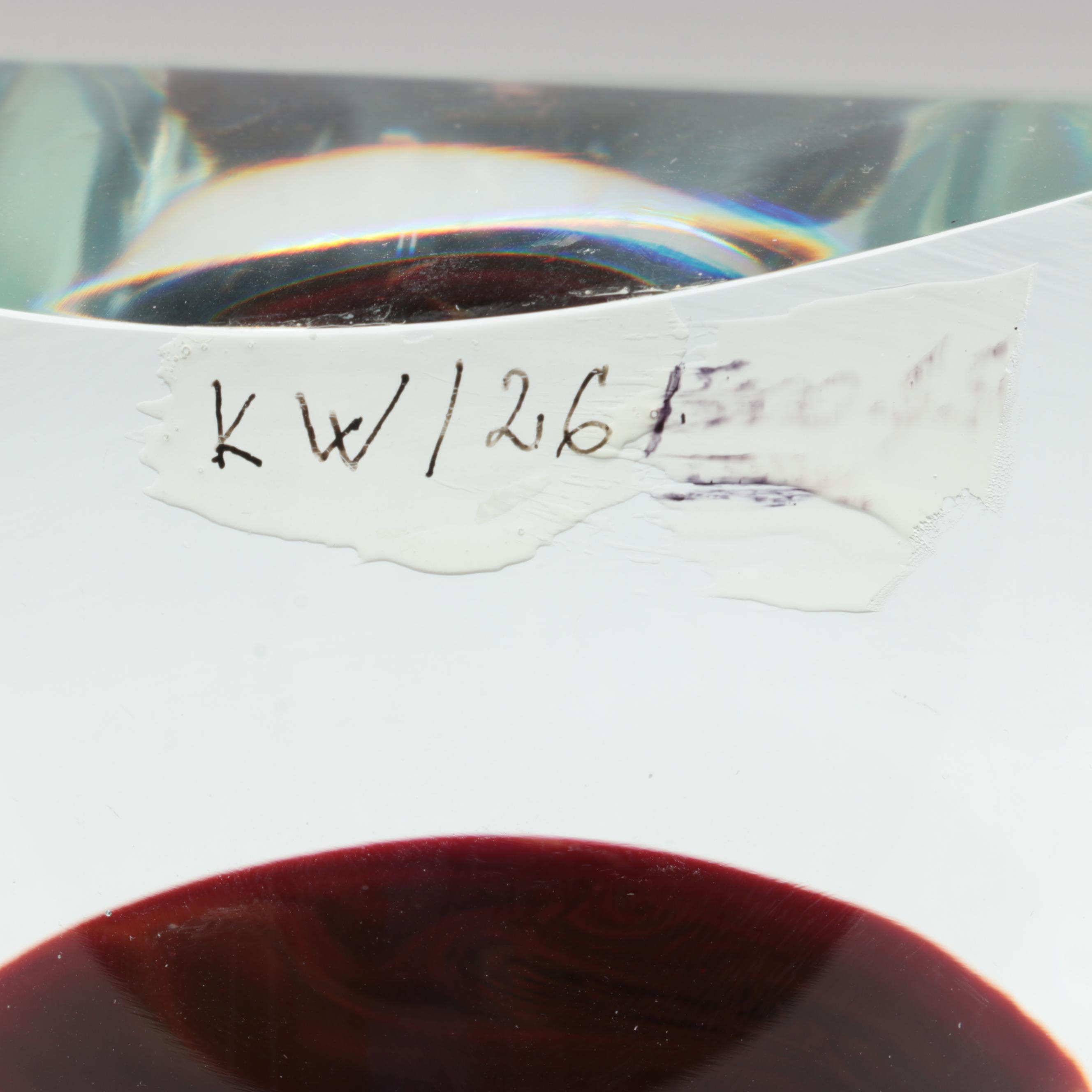 Karel Wünsch Geometric Cut and Polished Optic Czech Art Glass Sculpture, 1989