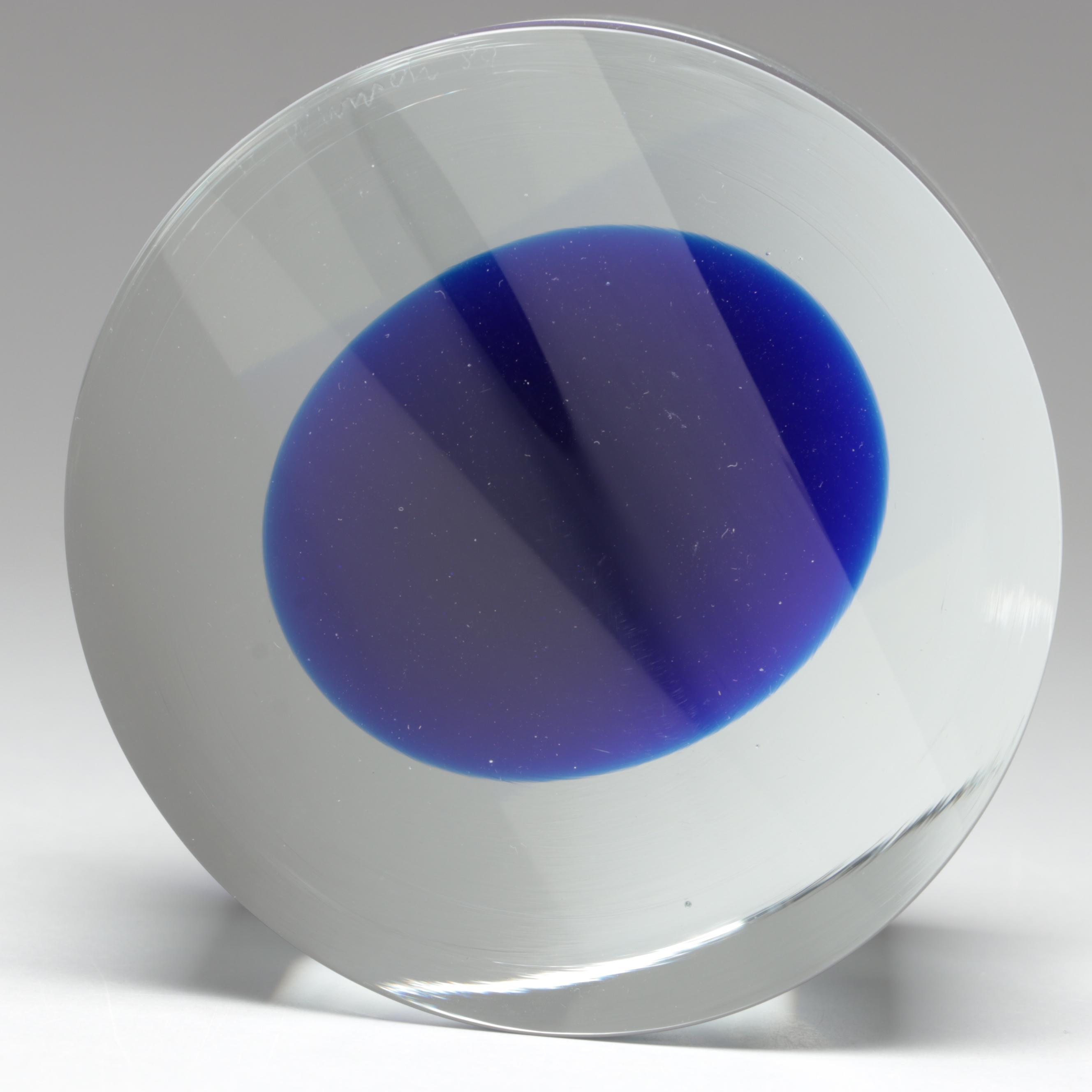 Karel Wünsch Geometric Cut and Polished Optic Czech Art Glass Sculpture, 1989