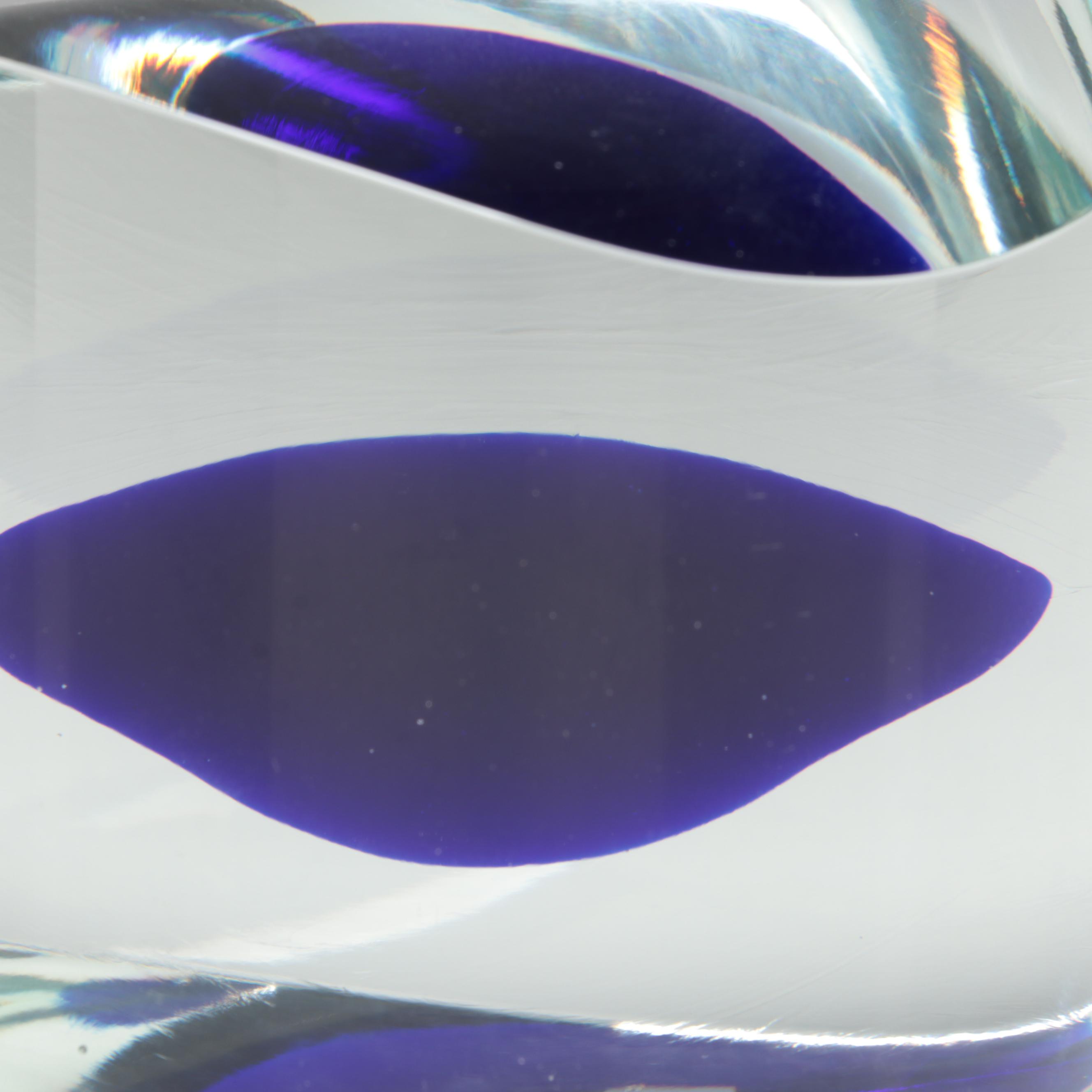 Karel Wünsch Geometric Cut and Polished Optic Czech Art Glass Sculpture, 1989