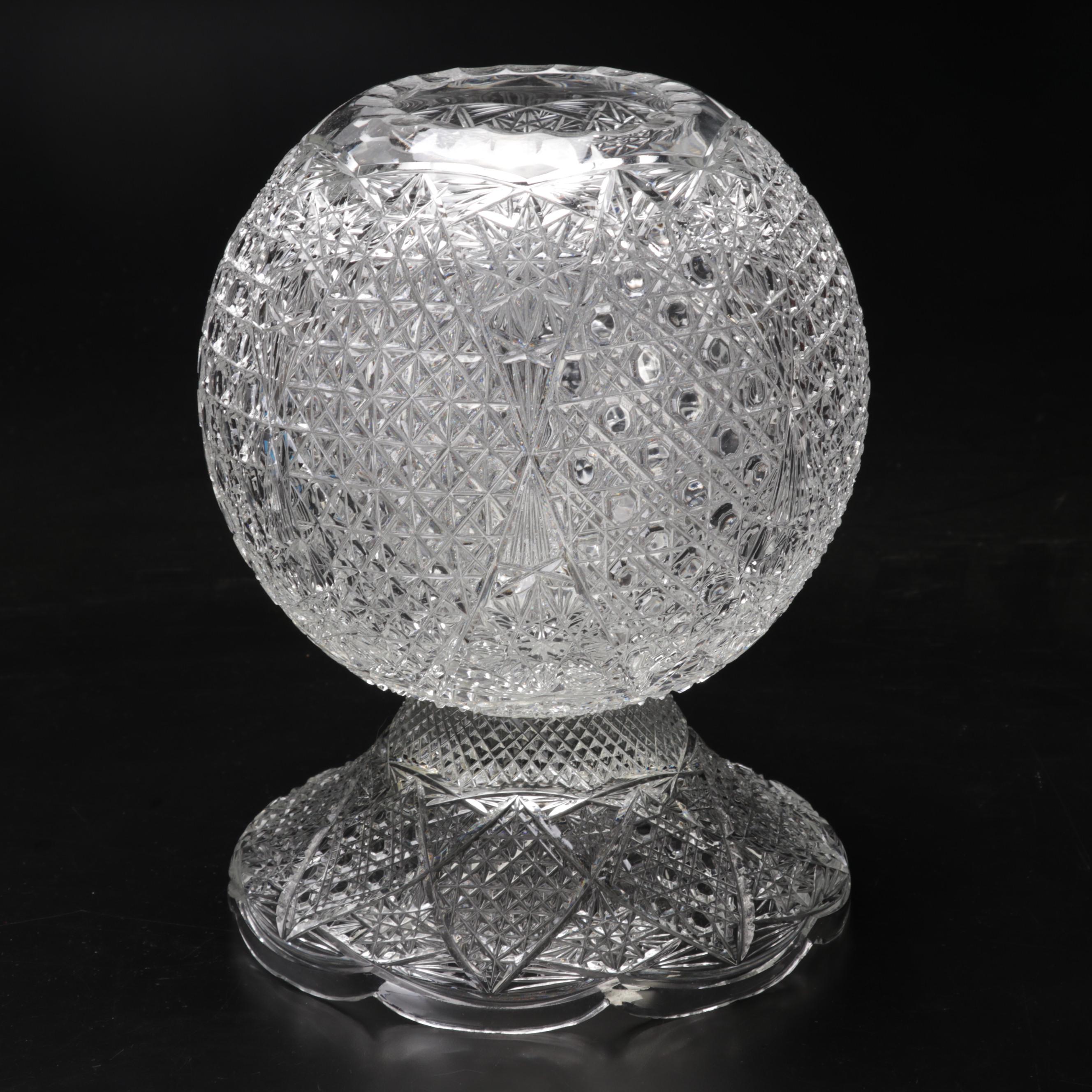 American Brilliant Style Cut Glass Rose Bowl, 20th Century