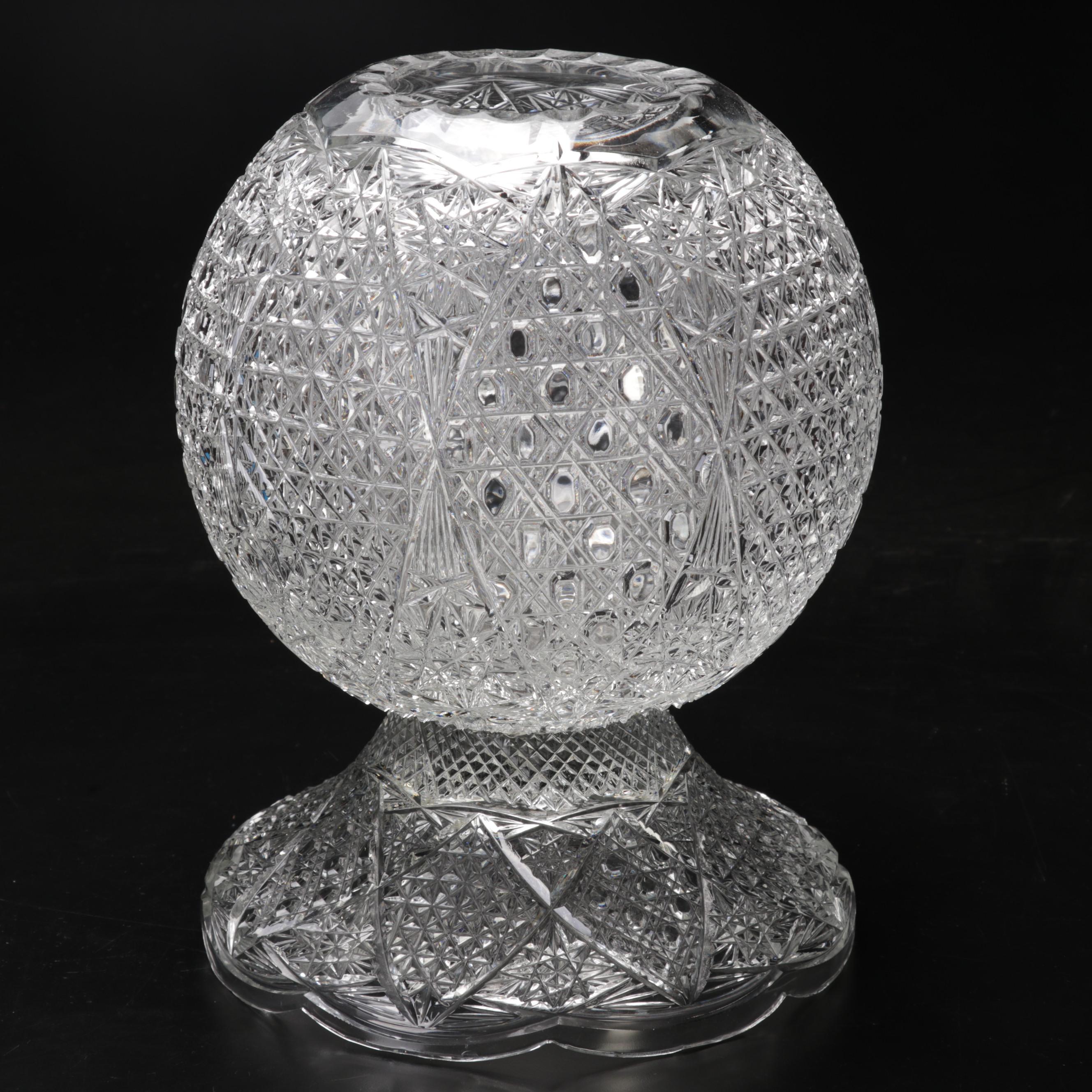 American Brilliant Style Cut Glass Rose Bowl, 20th Century