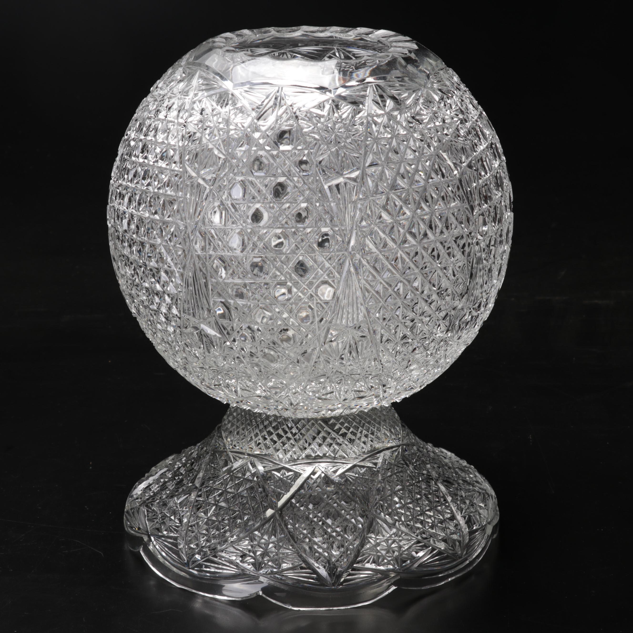 American Brilliant Style Cut Glass Rose Bowl, 20th Century