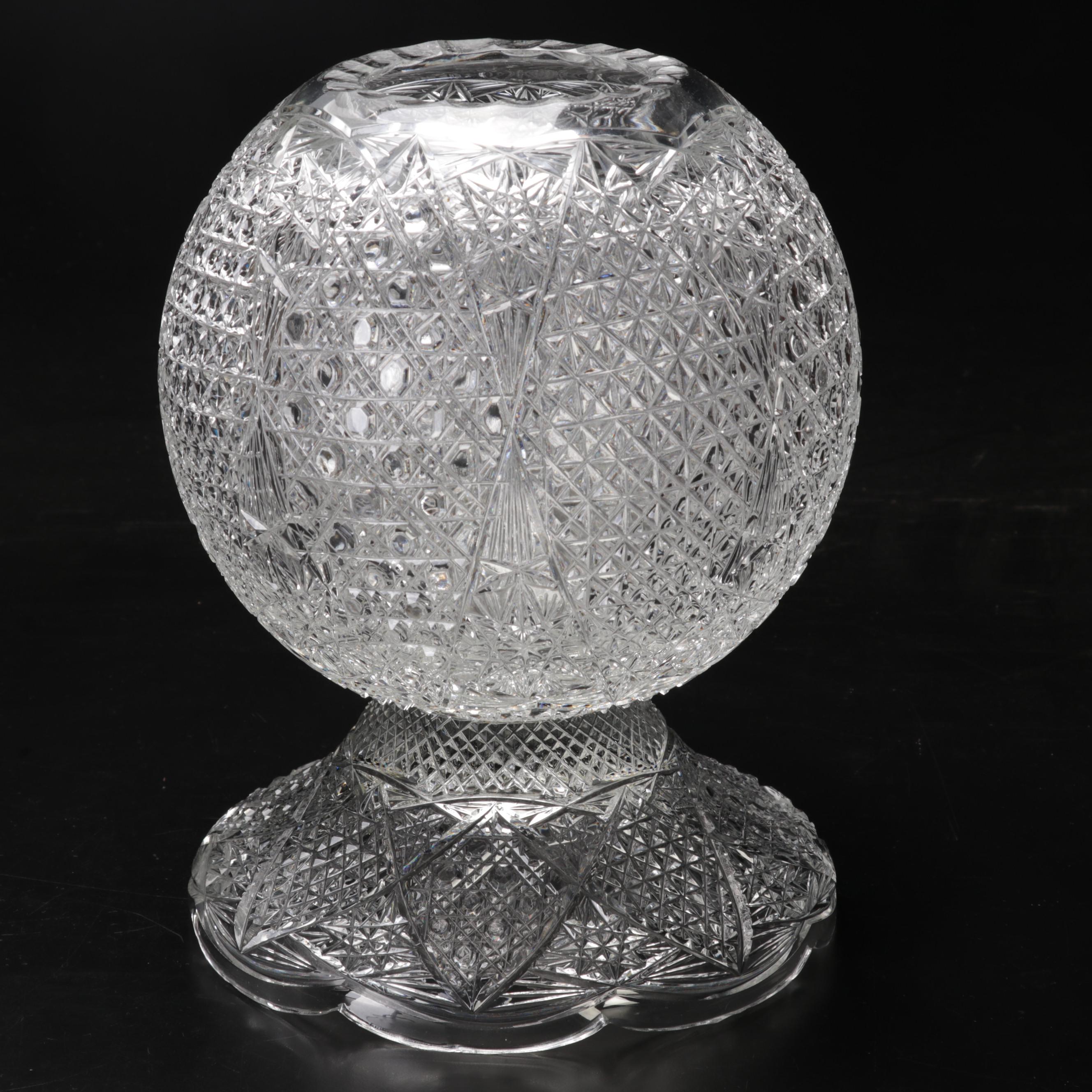 American Brilliant Style Cut Glass Rose Bowl, 20th Century