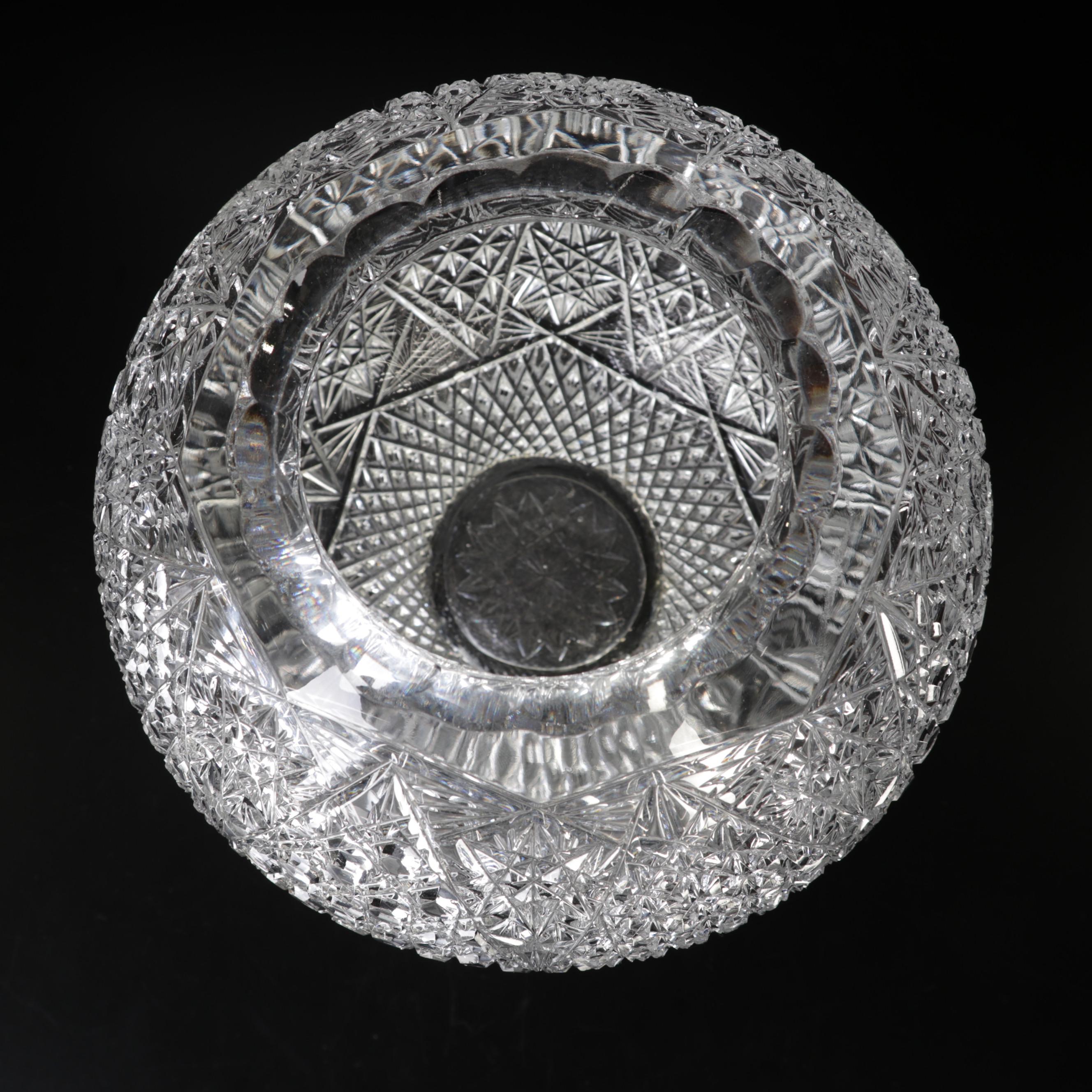 American Brilliant Style Cut Glass Rose Bowl, 20th Century