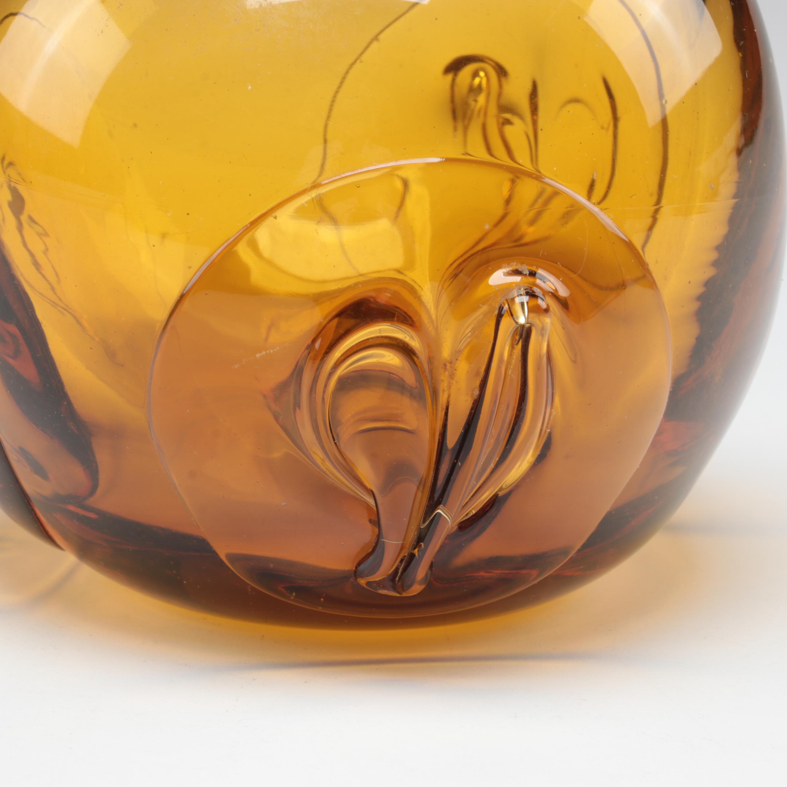Dominick Labino Blown Amber with Applied Decoration Studio Art Glass Vase, 1977
