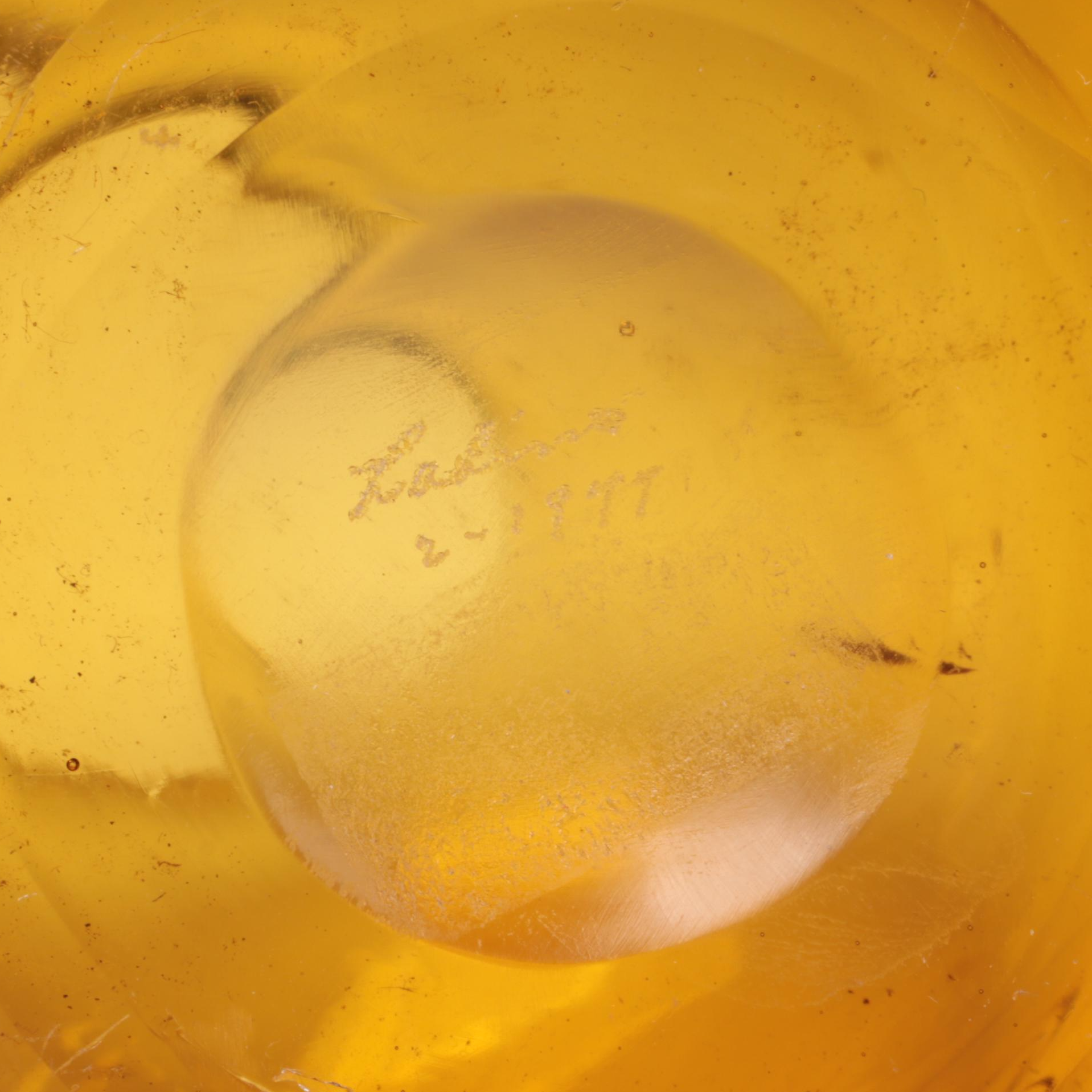 Dominick Labino Blown Amber with Applied Decoration Studio Art Glass Vase, 1977