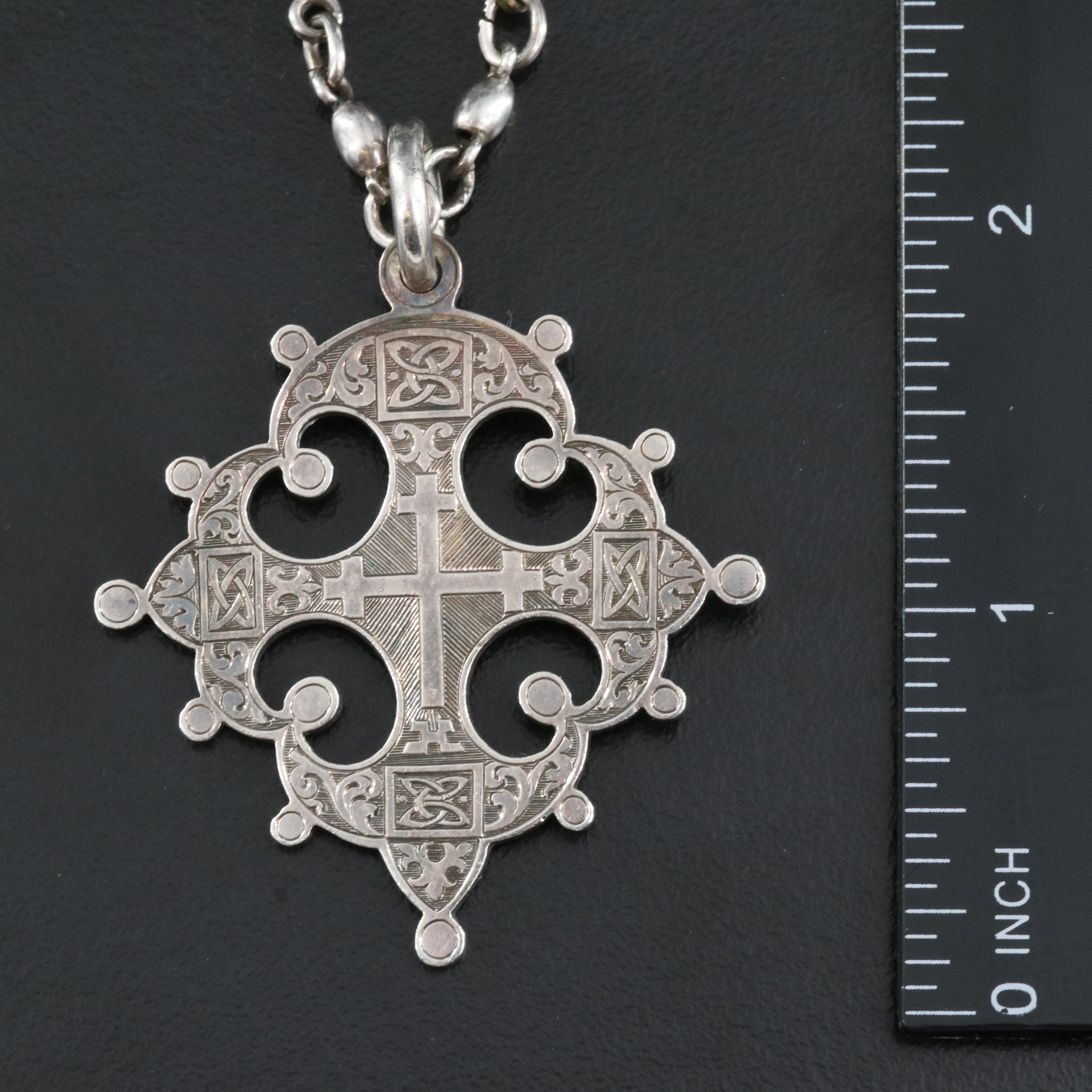 Vintage Peruzzi Florence 800 Silver Jerusalem Cross Necklace