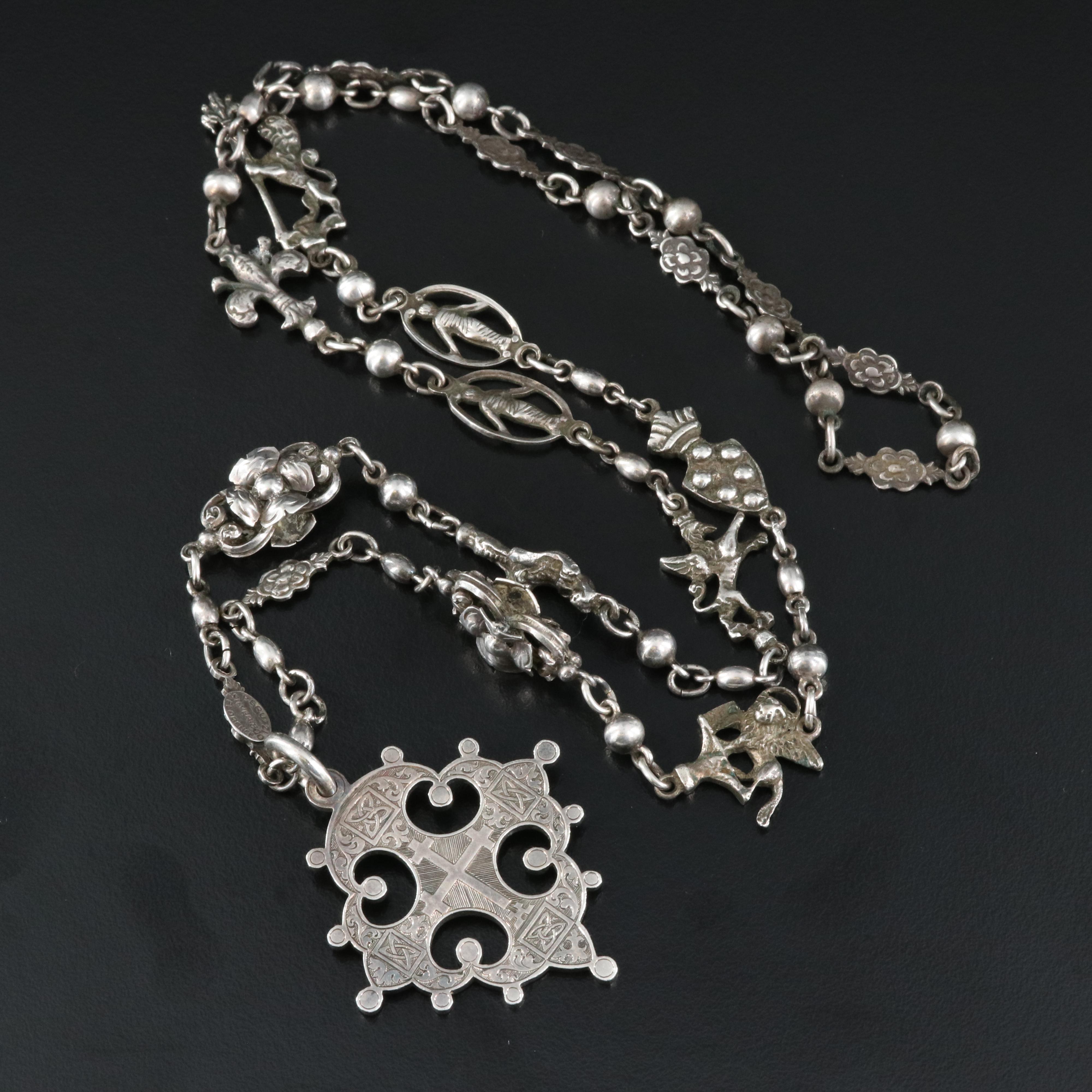 Vintage Peruzzi Florence 800 Silver Jerusalem Cross Necklace