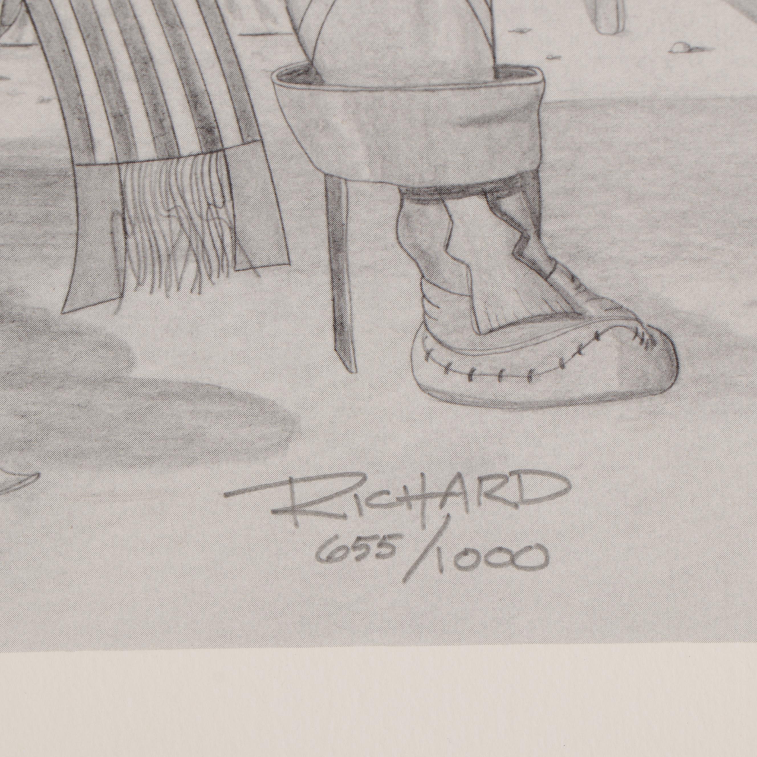 Richard C. Hacker Offset Lithographs of Hopi Dancers, 1983