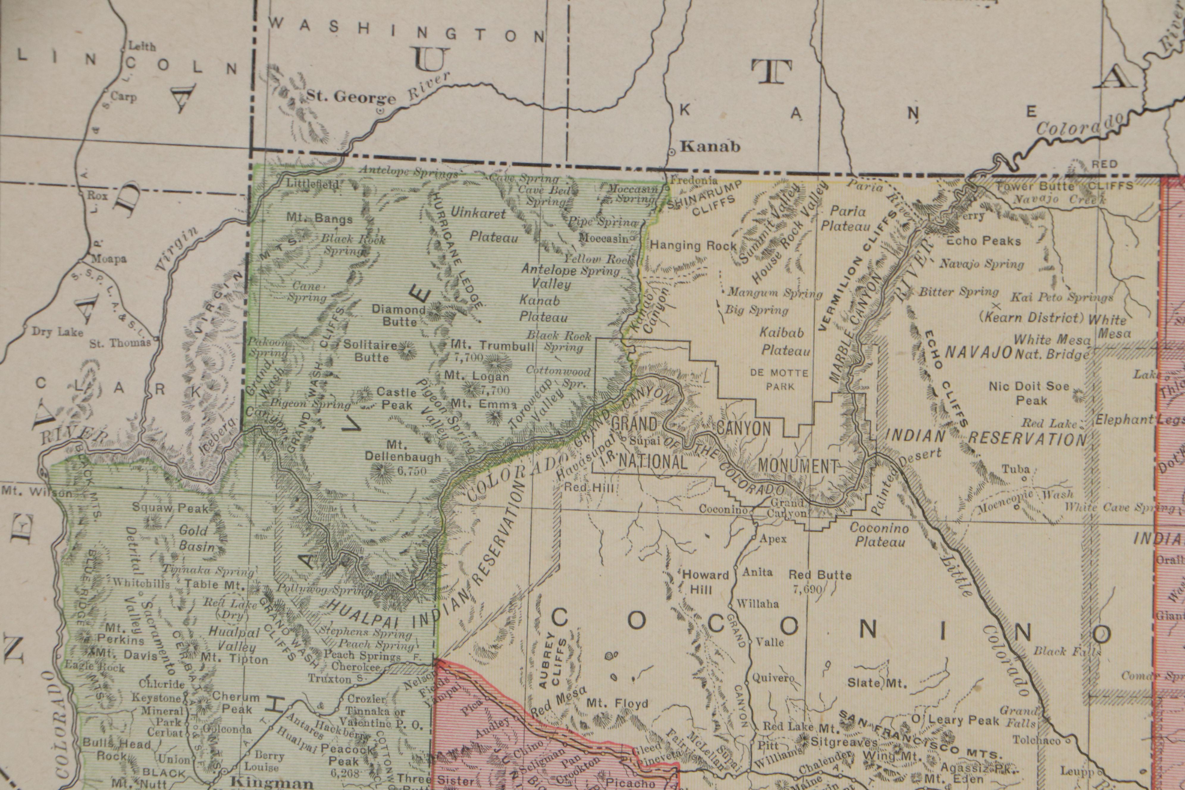 Rand McNally & Co. Wax Engraving Map of Arizona, Circa 1914