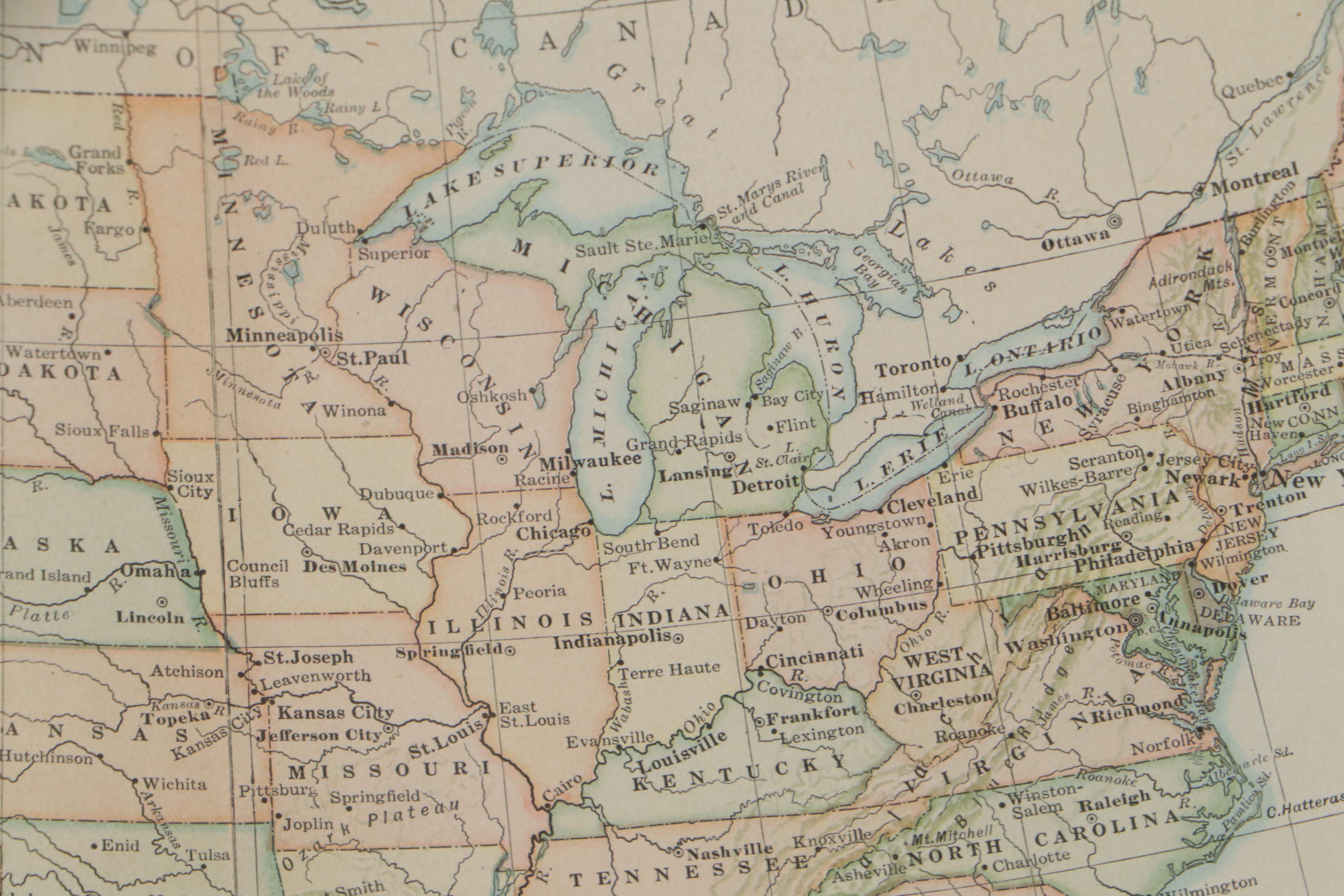 American Book Company Political Map of the United States, Early 20th Century