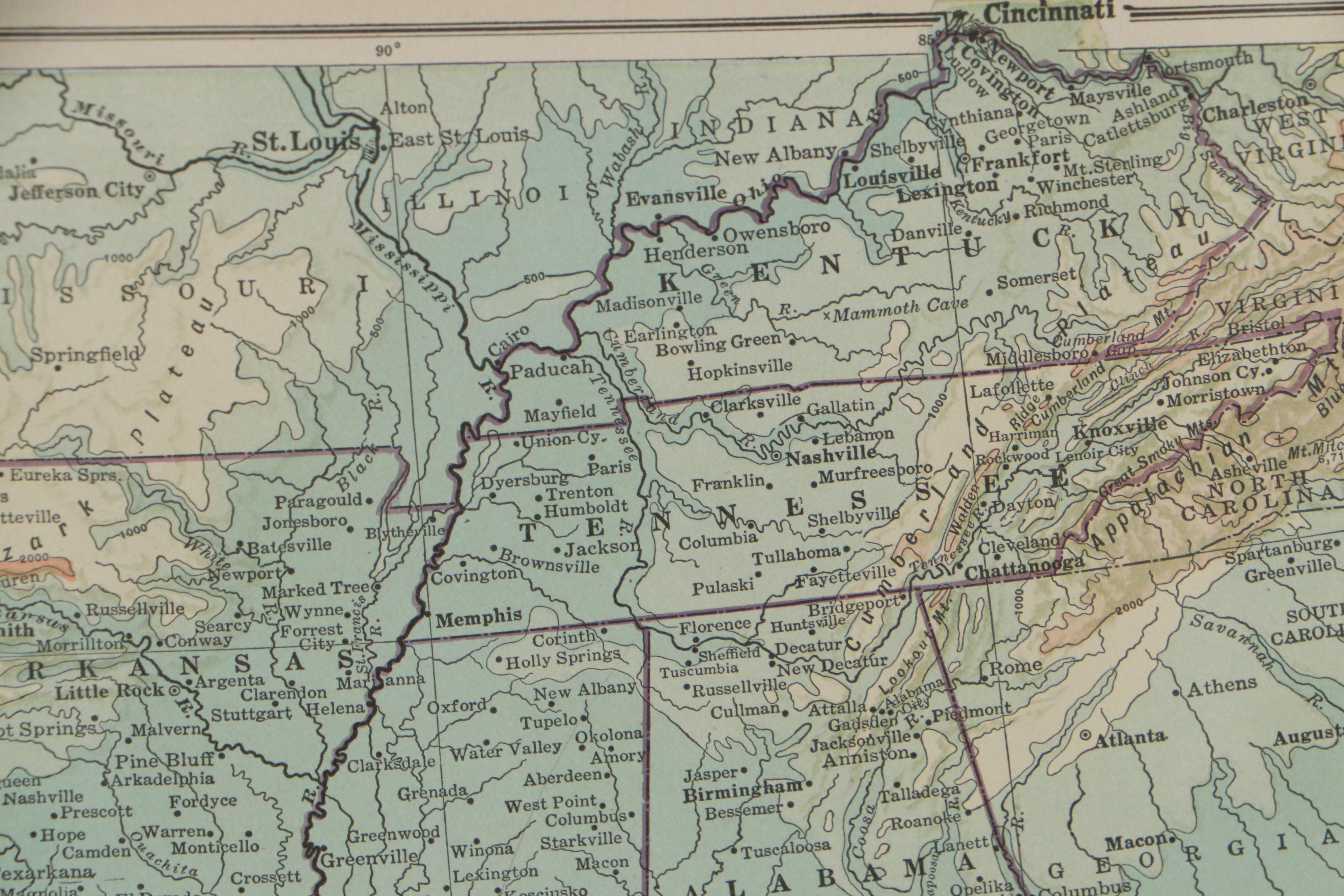 American Book Company Map of South Central United States, Early 20th Century