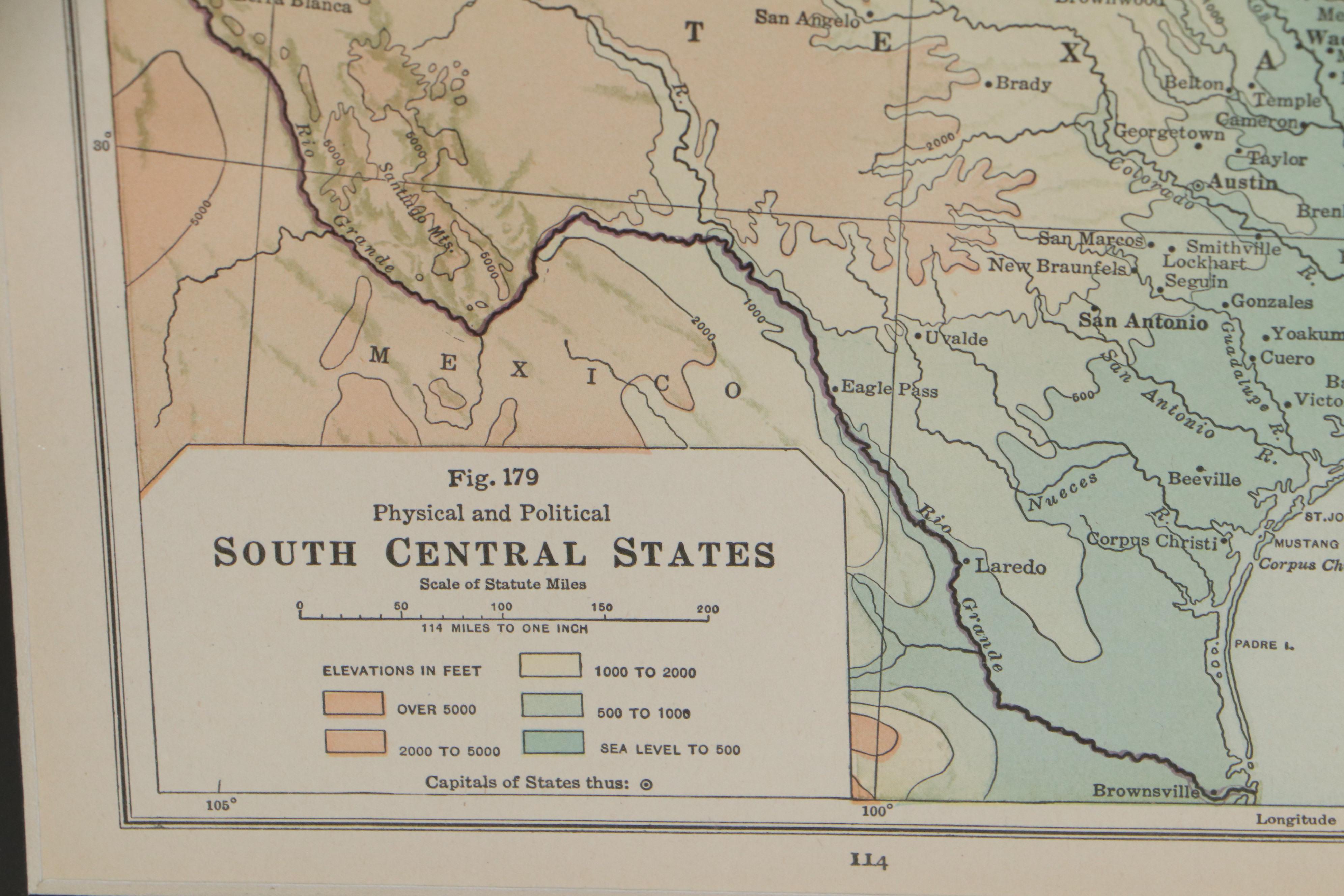American Book Company Map of South Central United States, Early 20th Century