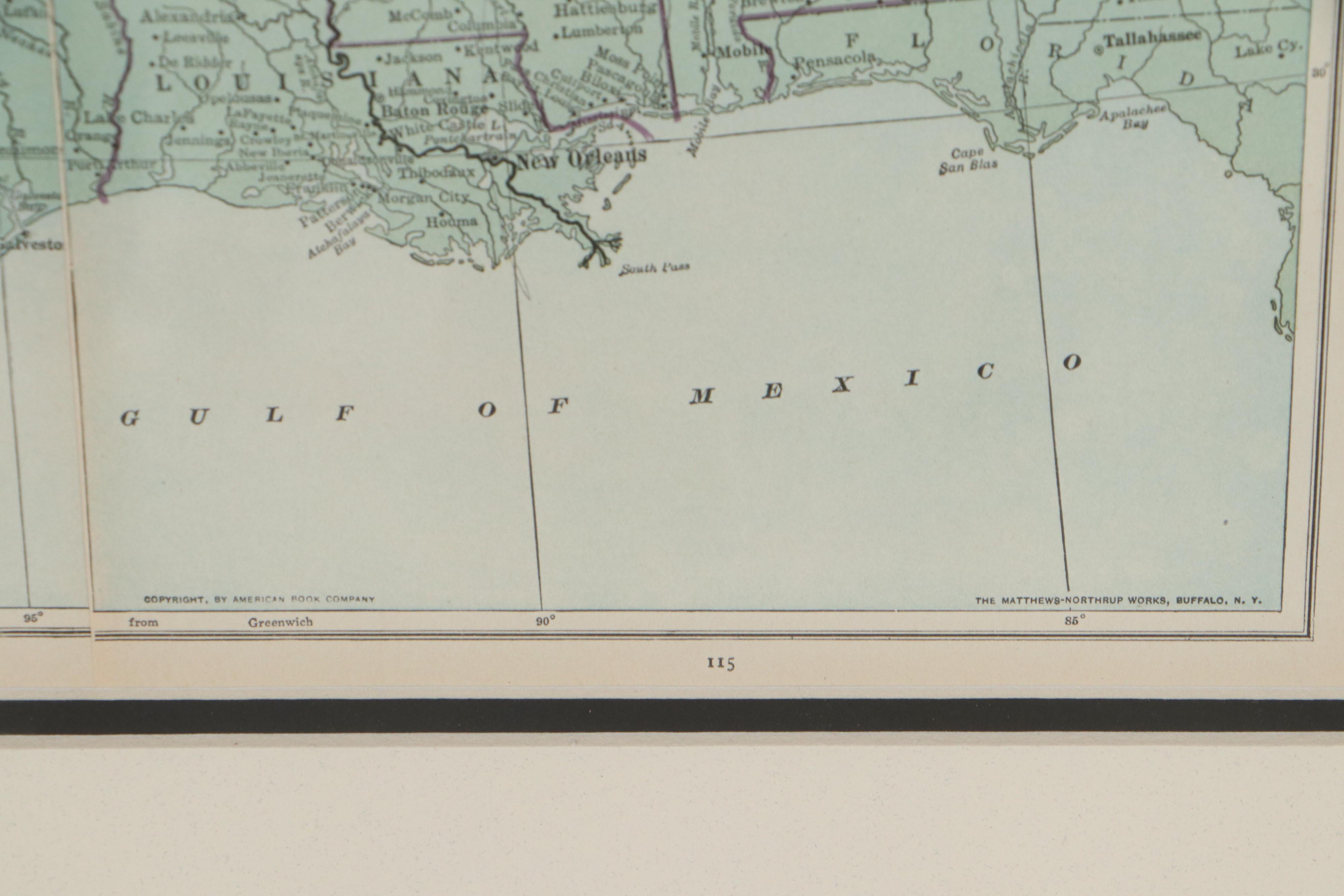 American Book Company Map of South Central United States, Early 20th Century