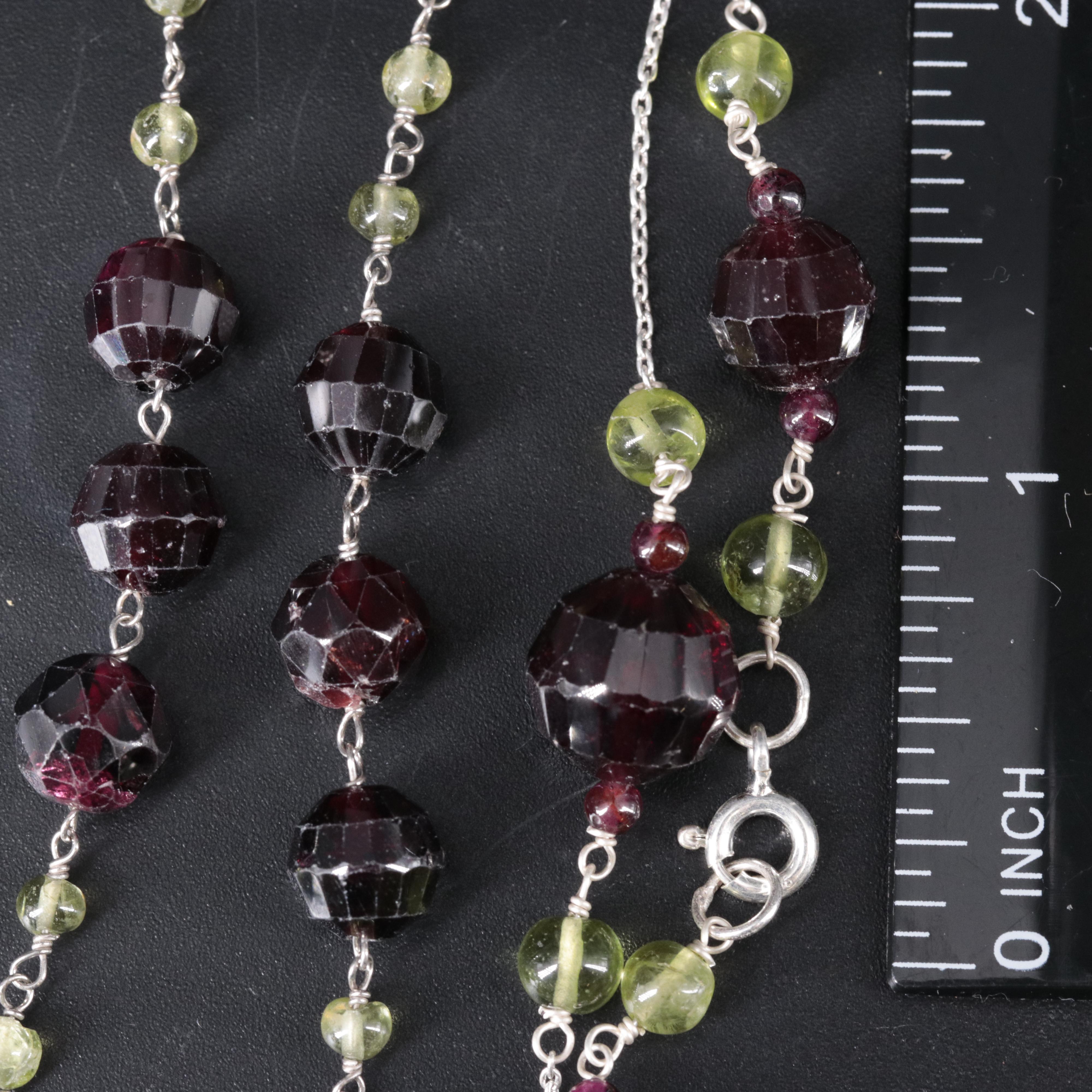 Sterling Silver Gemstone Station Necklace and Bracelet Collection