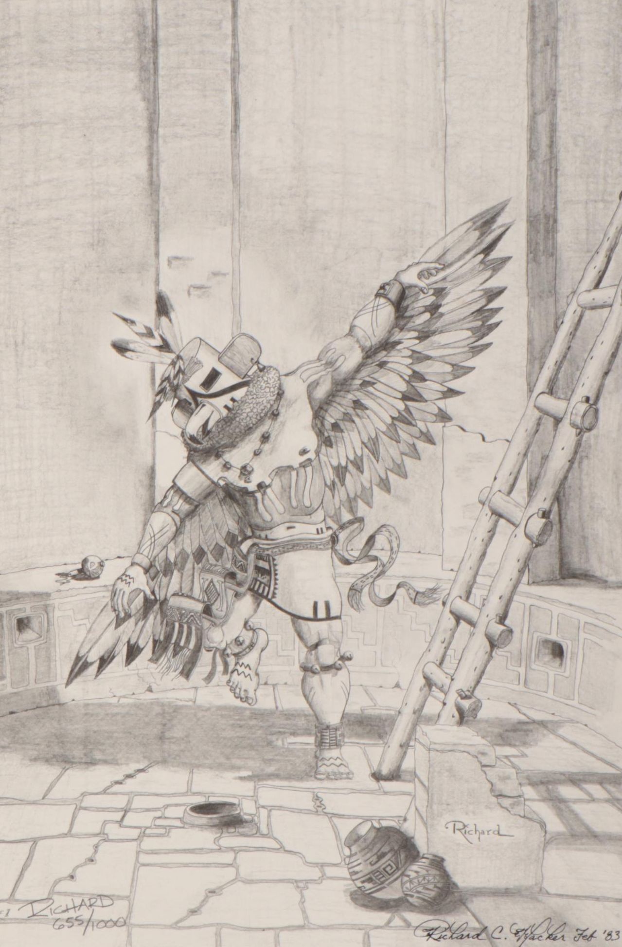 Richard C. Hacker Offset Lithographs of Hopi Dancers, 1983