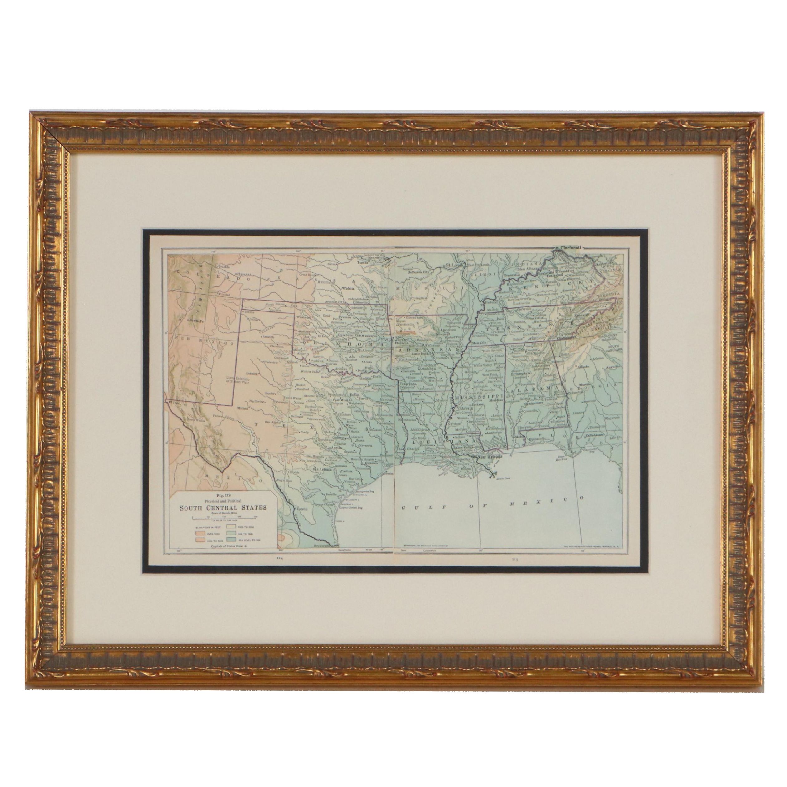 American Book Company Map of South Central United States, Early 20th Century