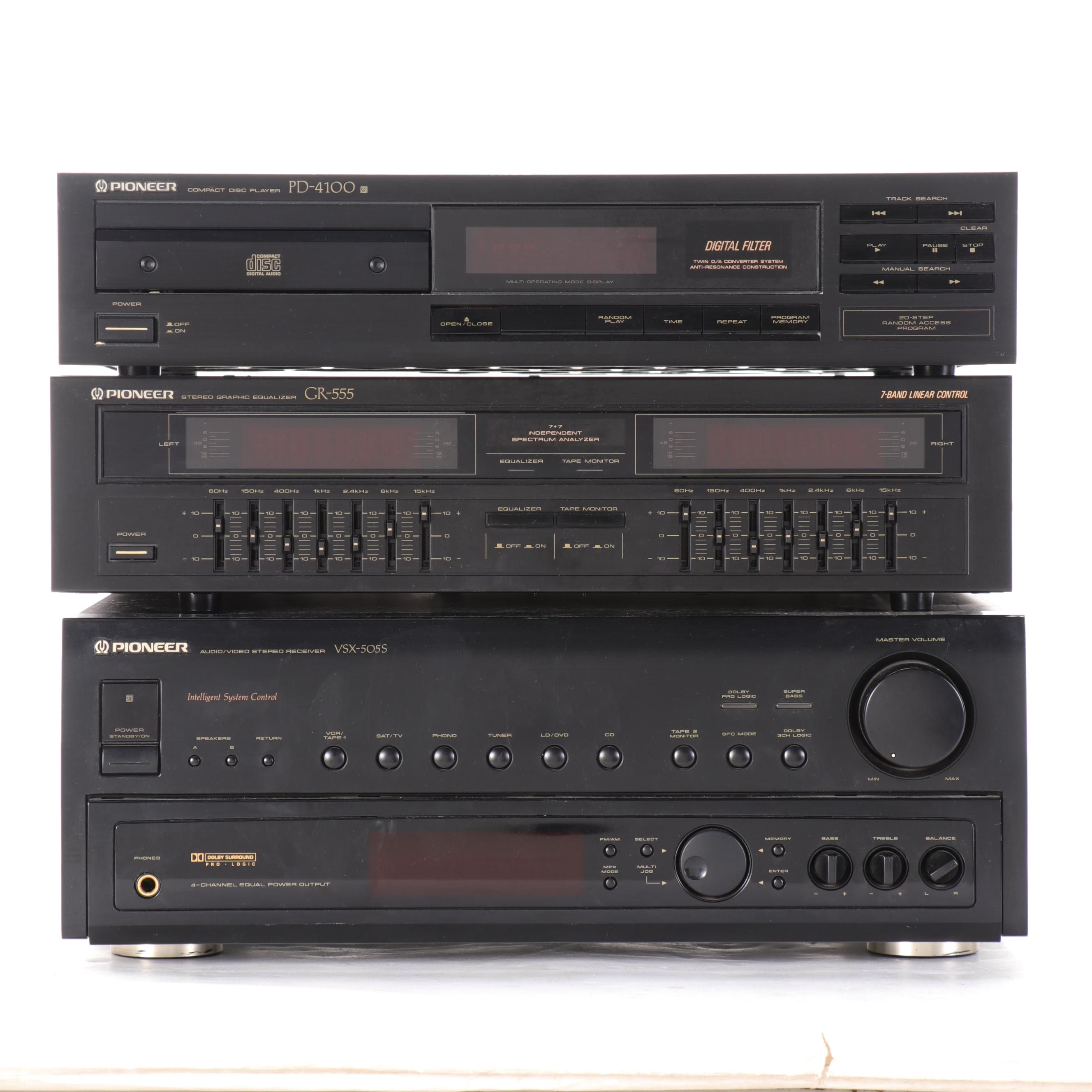Pioneer Audio Video Receiver, Graphic Equalizer and CD Player