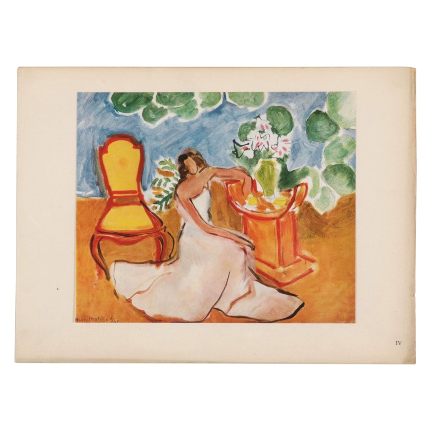 Offset Lithograph After Henri Matisse "La jeune fille en robe blanche," 1943