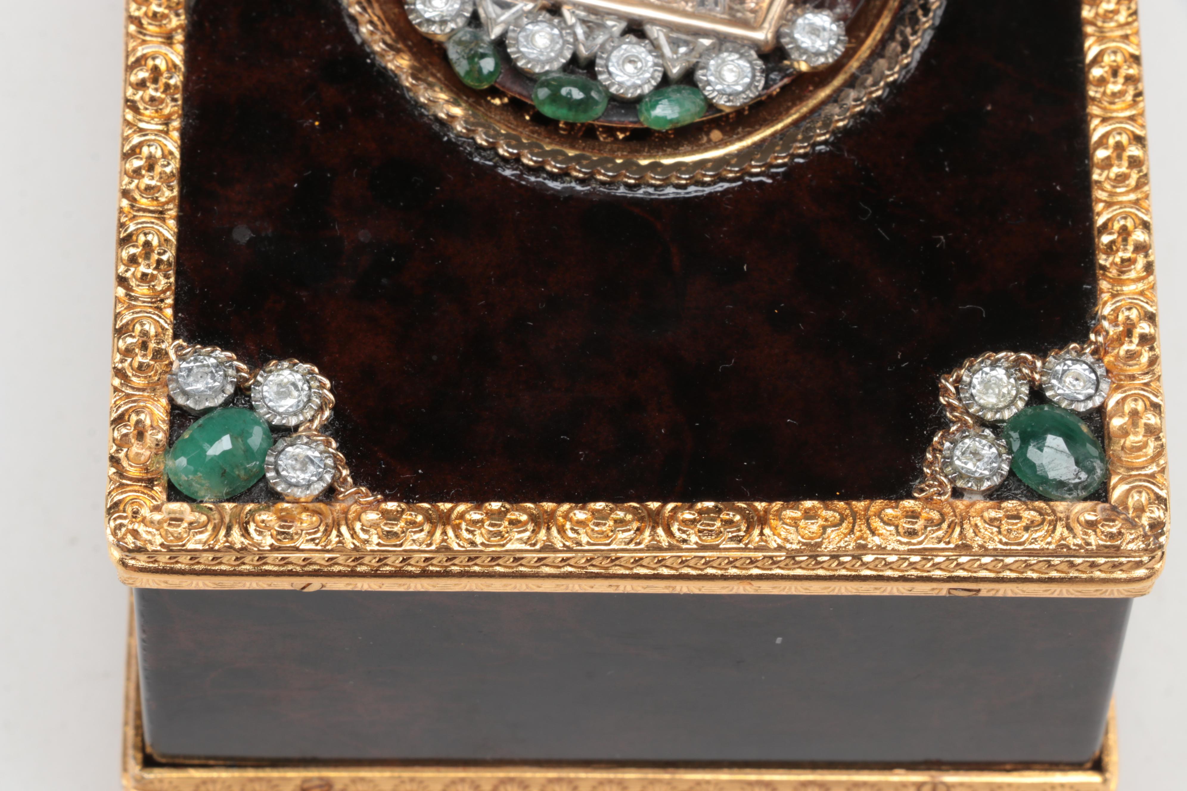 Reuge Automaton Singing Bird Music Box with 14K, Diamond, and Emerald Accents