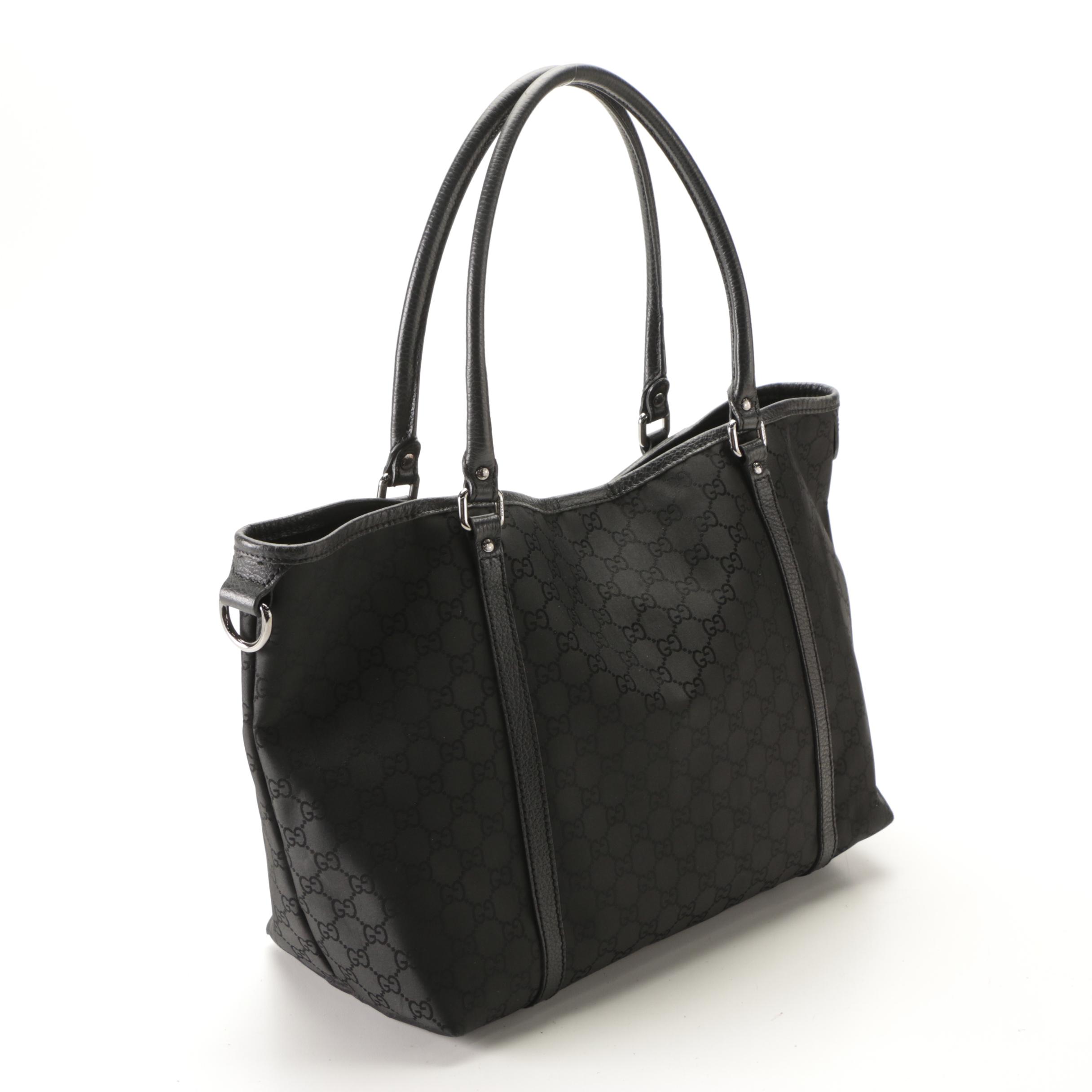 Gucci Joy GG Black Nylon Canvas and Leather Tote Bag