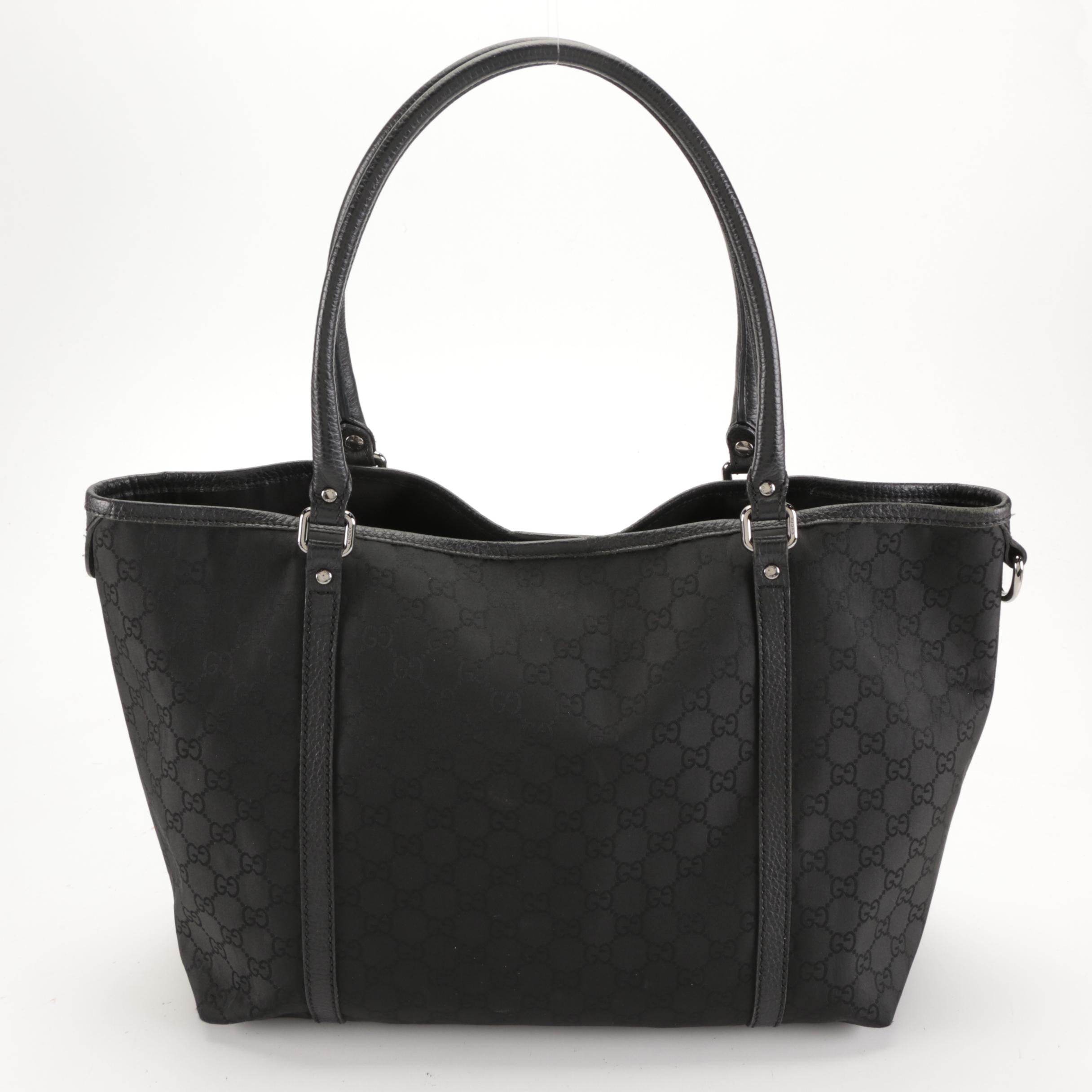 Gucci Joy GG Black Nylon Canvas and Leather Tote Bag