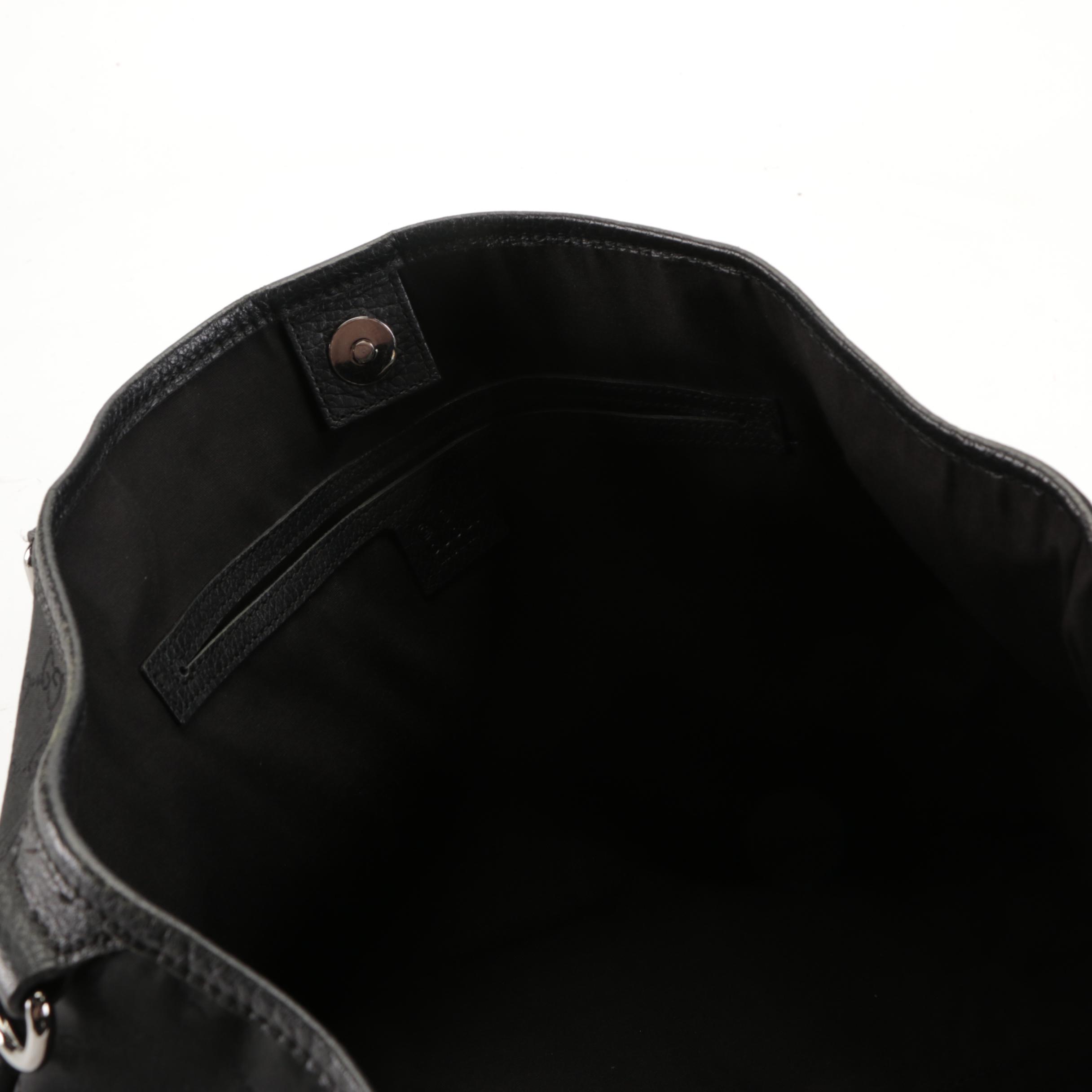 Gucci Joy GG Black Nylon Canvas and Leather Tote Bag