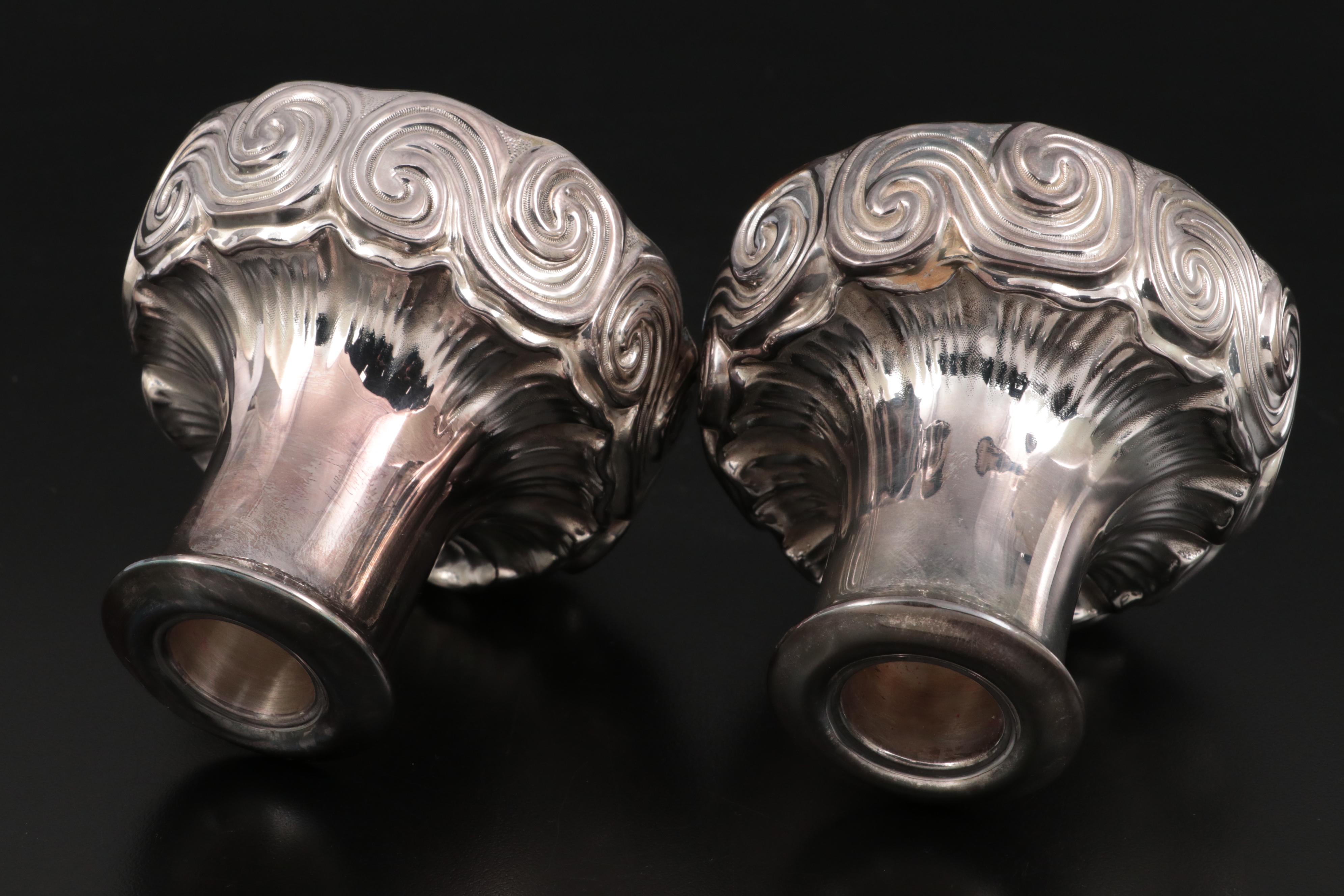 Tiffany & Co. Louis Comfort Tiffany Collection Silver Candlesticks and Coasters