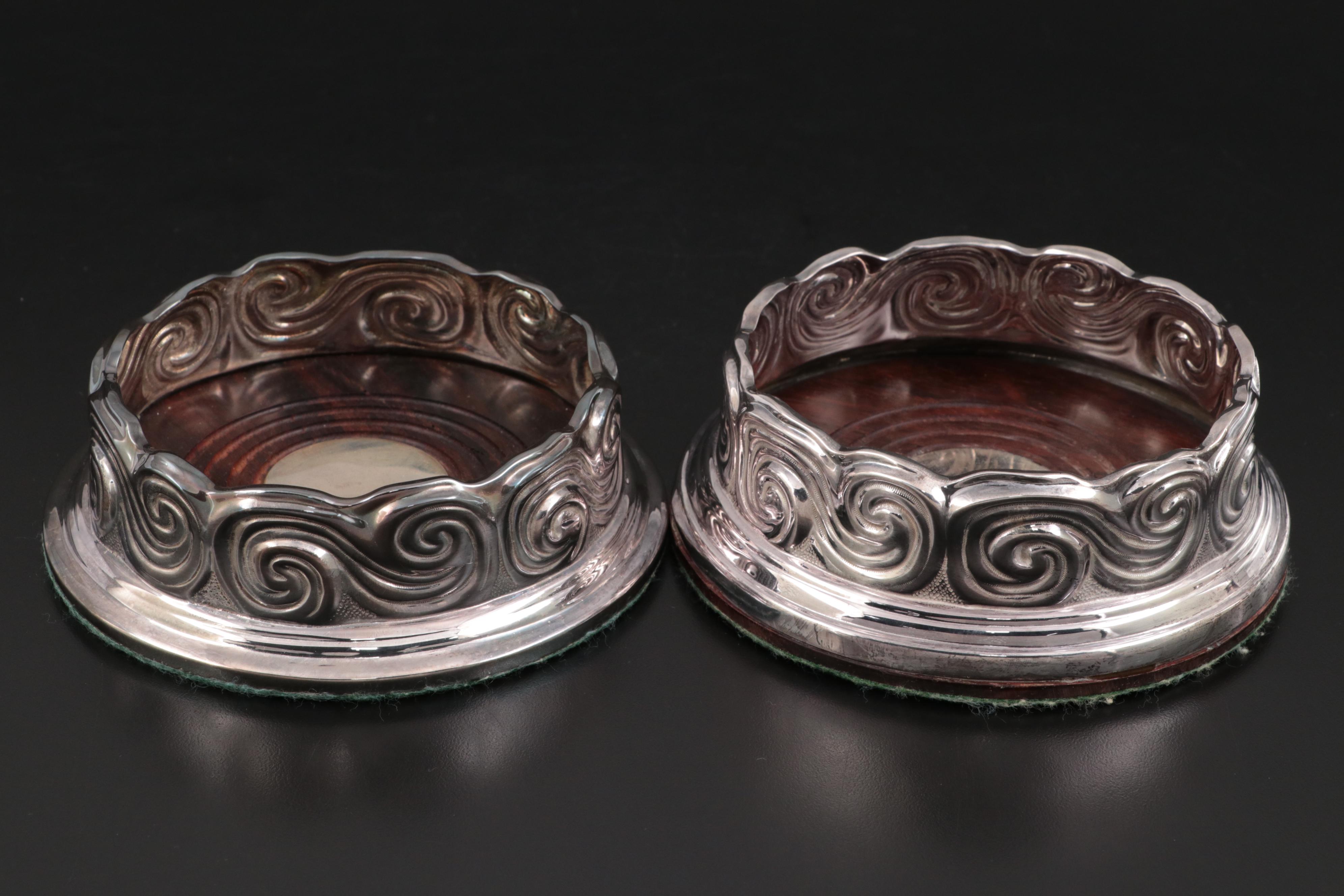 Tiffany & Co. Louis Comfort Tiffany Collection Silver Candlesticks and Coasters