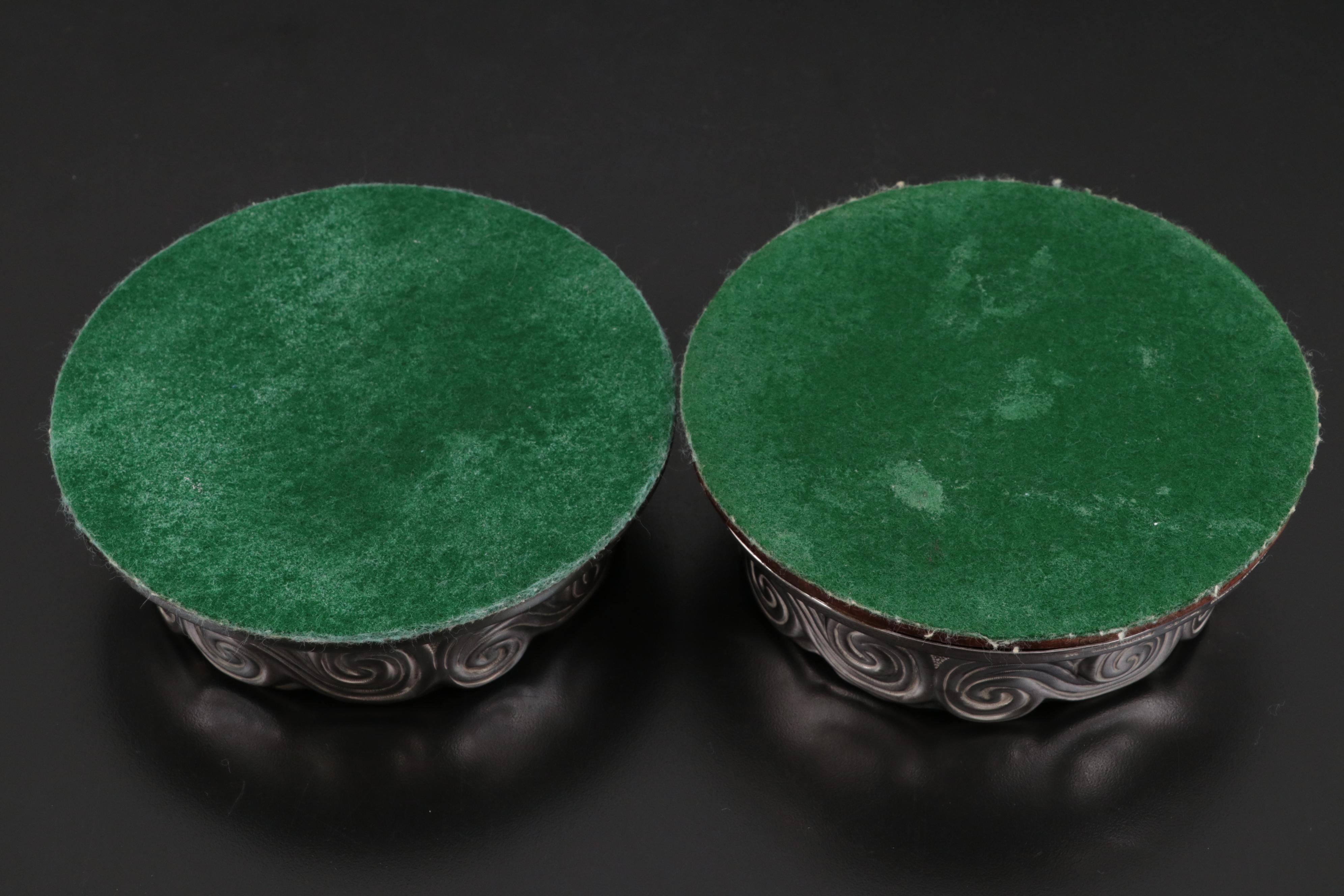 Tiffany & Co. Louis Comfort Tiffany Collection Silver Candlesticks and Coasters