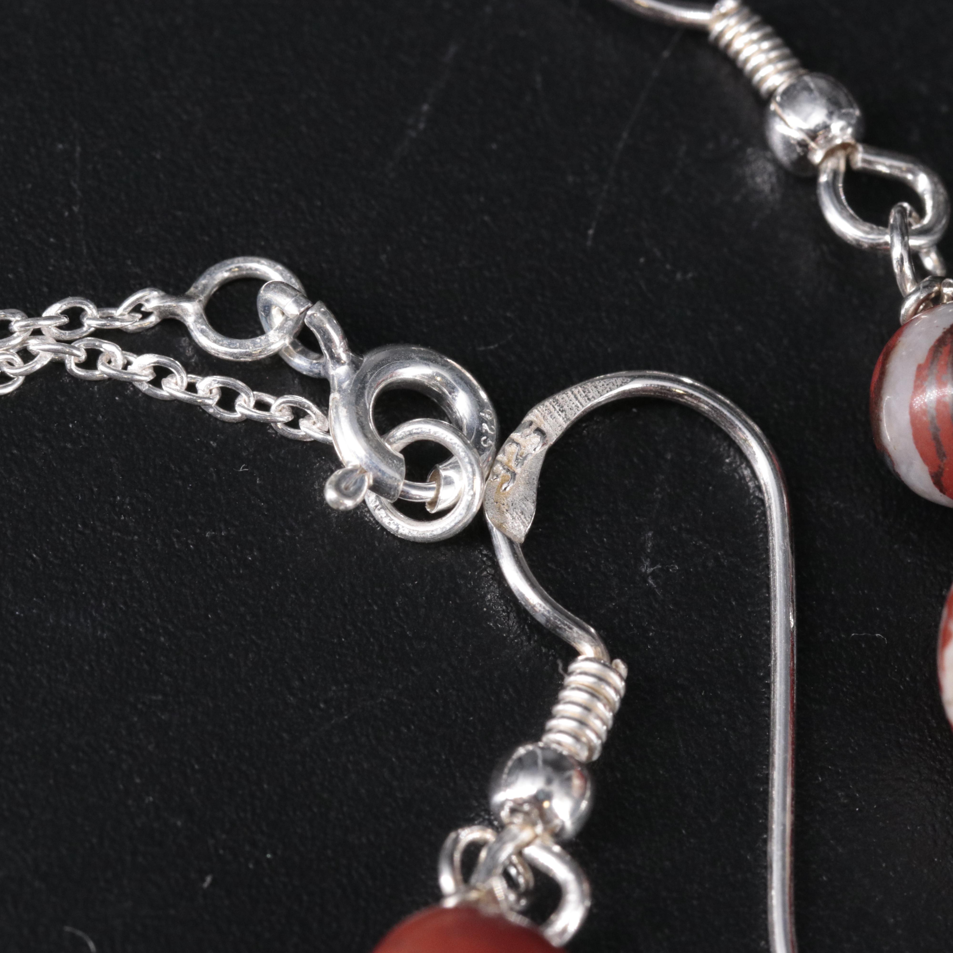 Sterling Silver Gemstone Necklace and Earrings