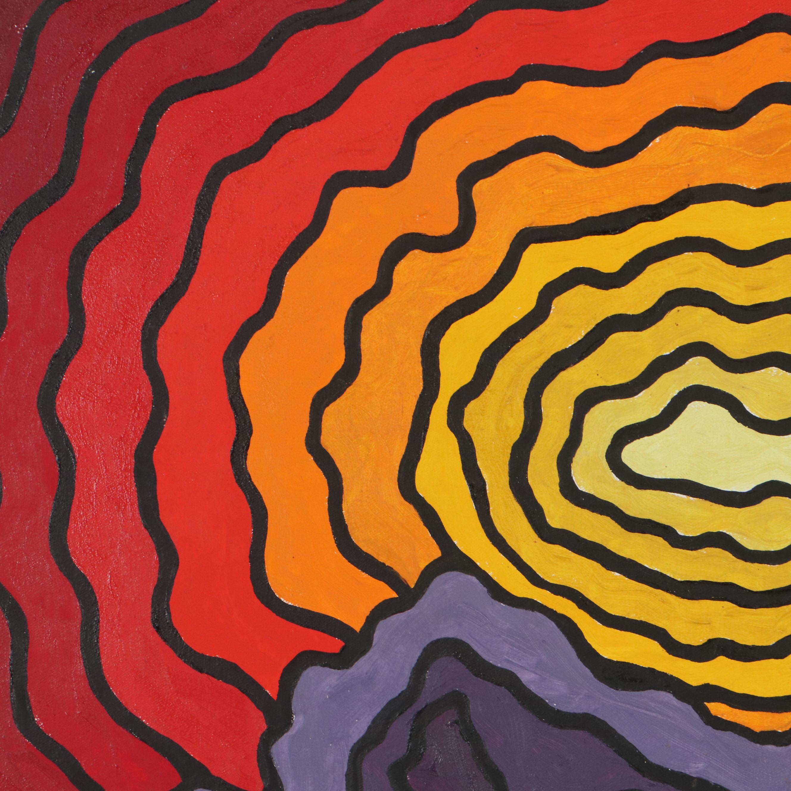 Sandy Underwood Abstract Oil Painting "Sunrise," Late 20th Century