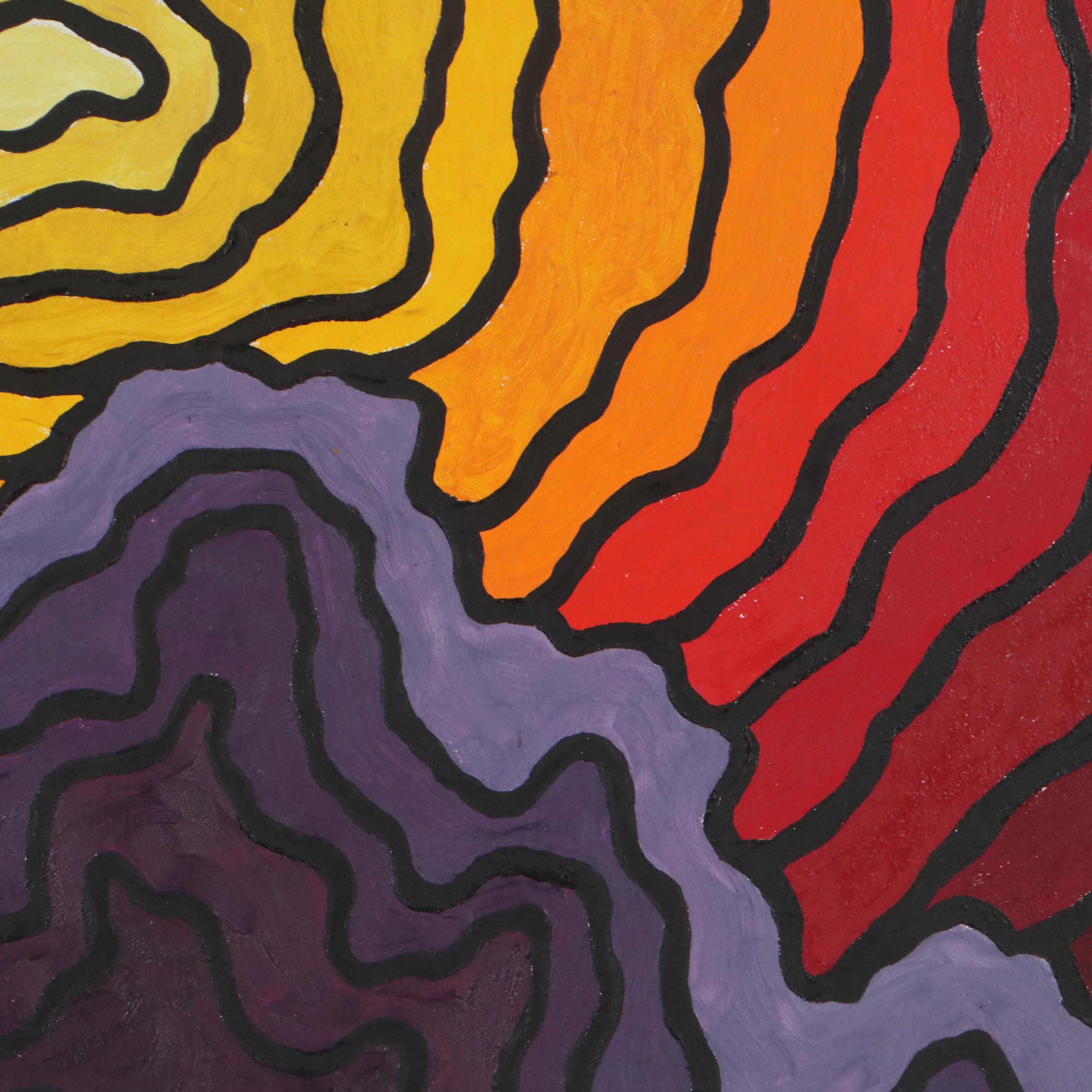 Sandy Underwood Abstract Oil Painting "Sunrise," Late 20th Century