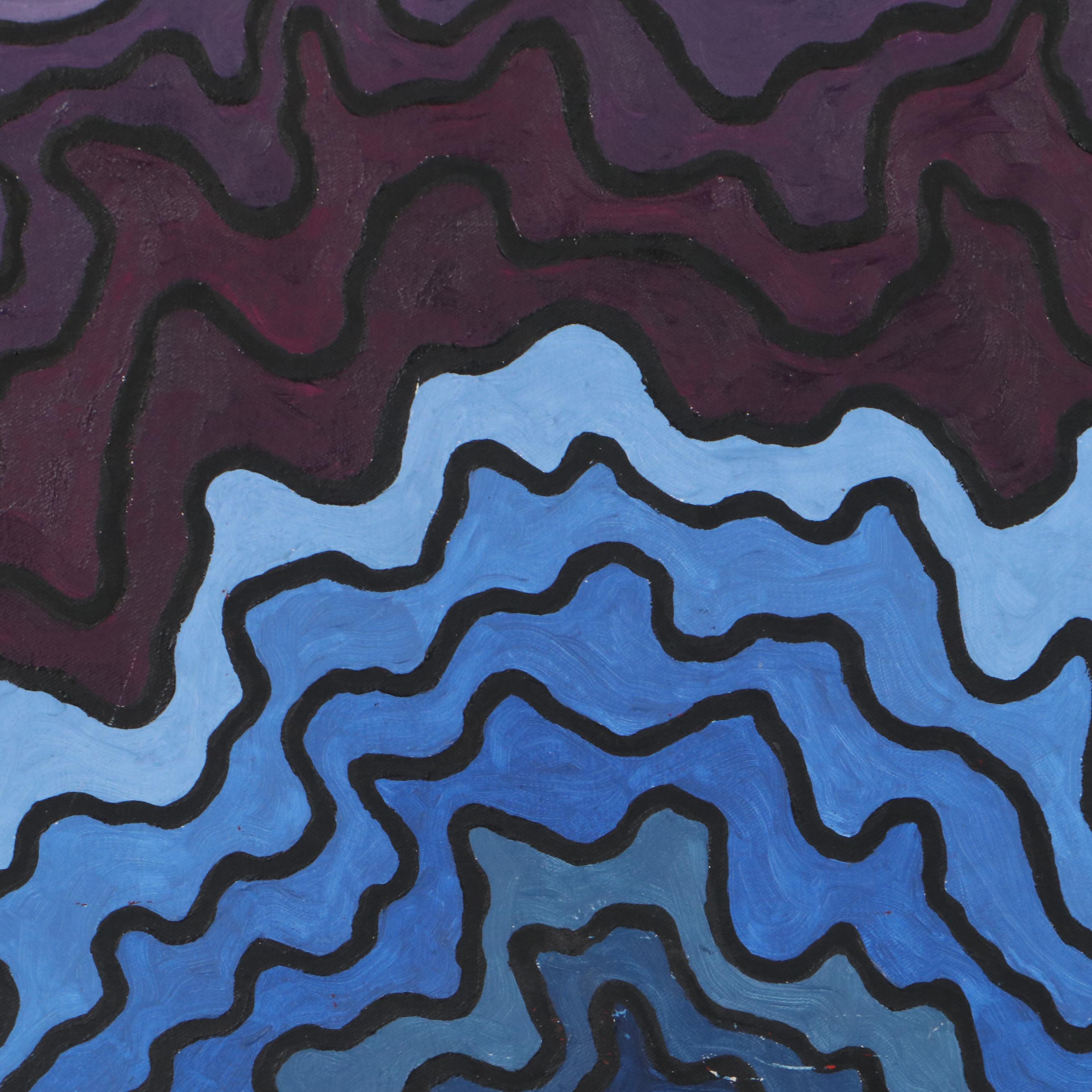 Sandy Underwood Abstract Oil Painting "Sunrise," Late 20th Century