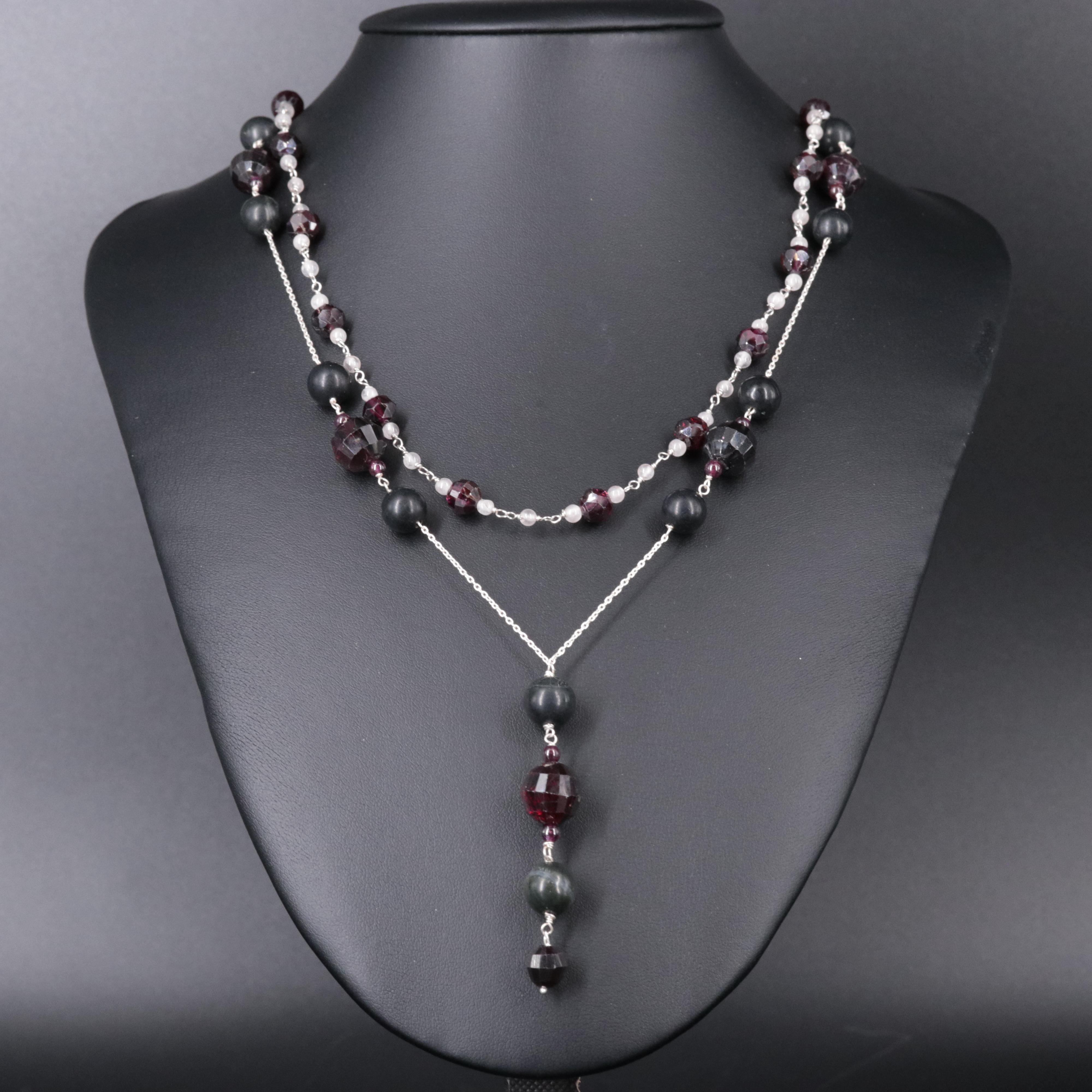 Sterling Silver Gemstone Necklace Set