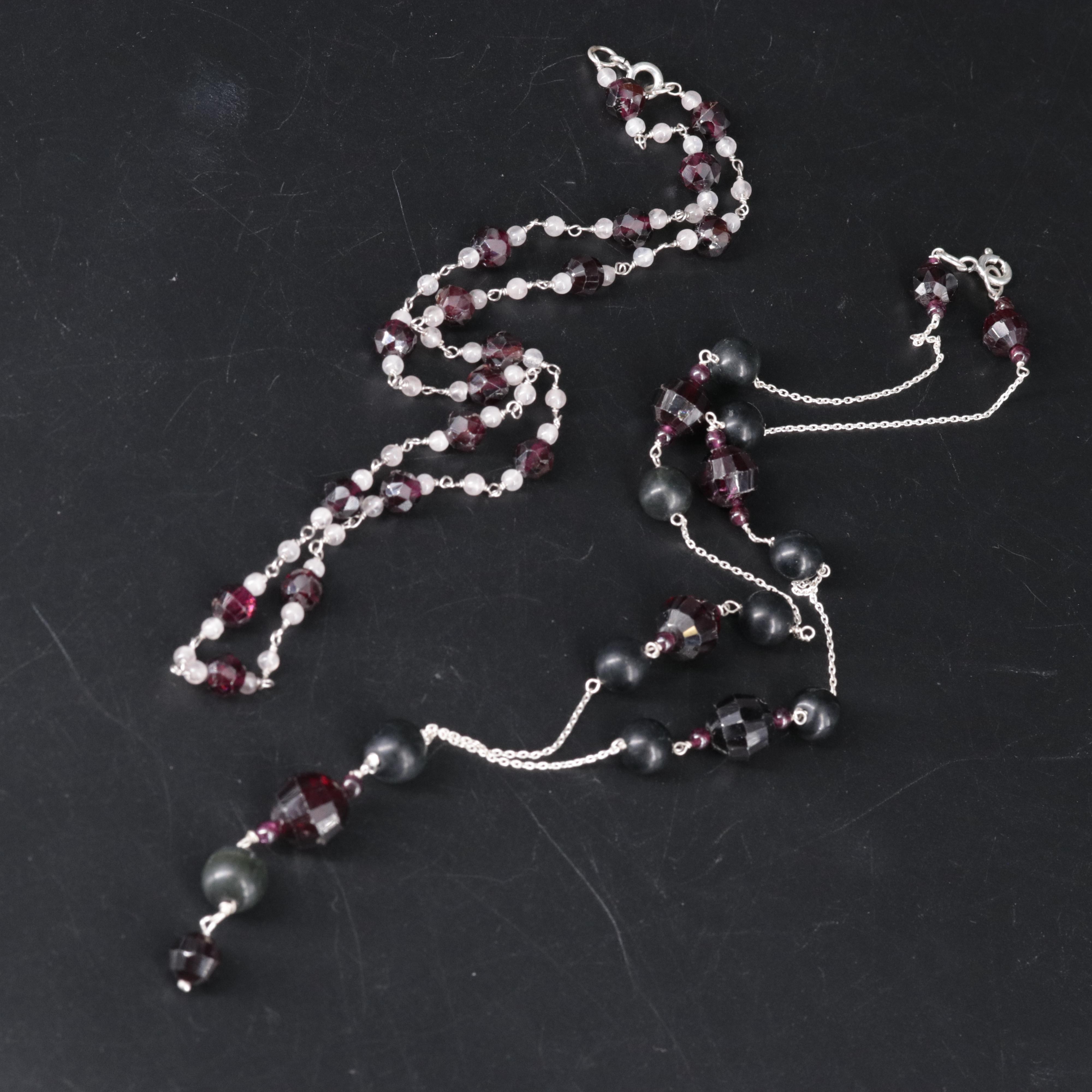 Sterling Silver Gemstone Necklace Set