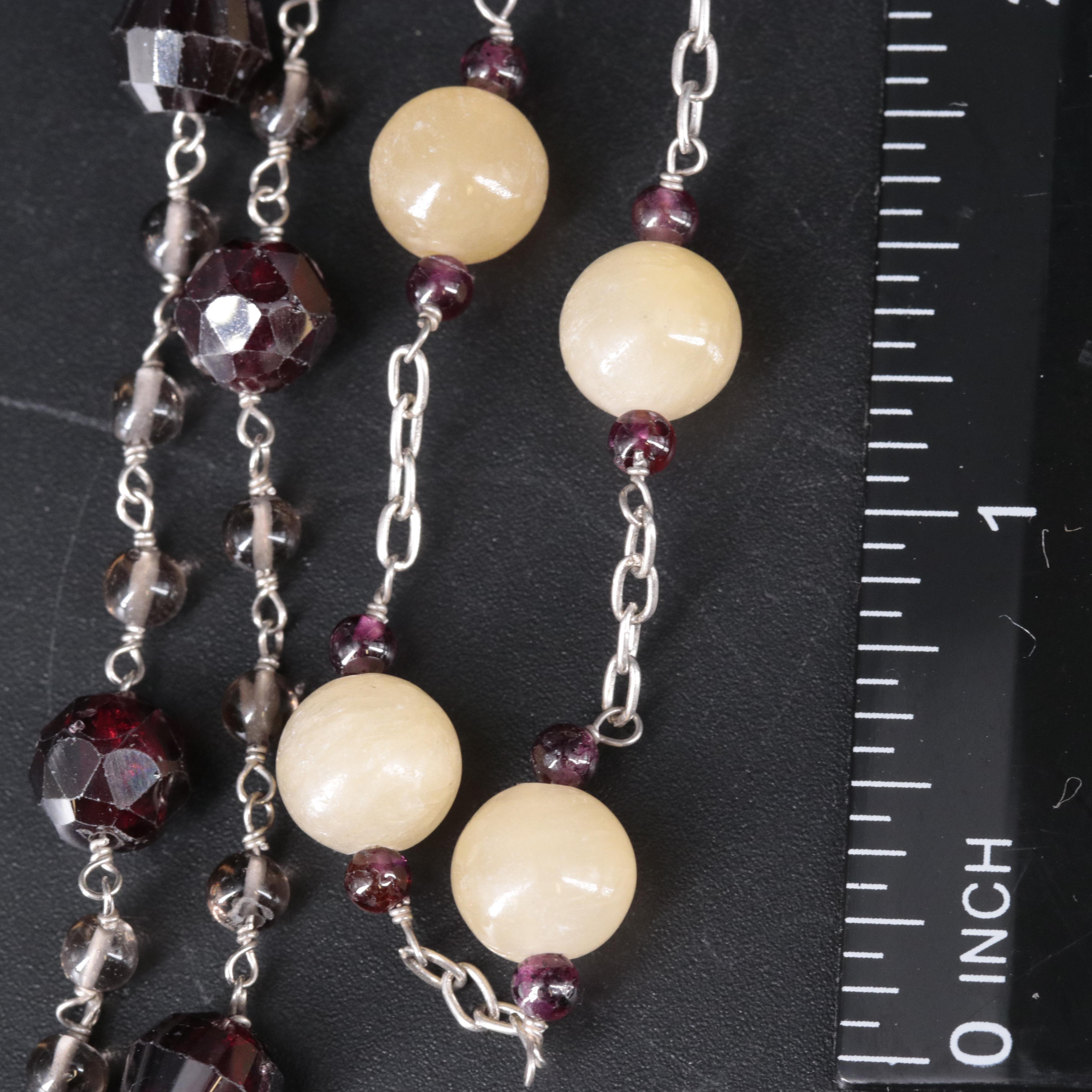 Sterling Silver Station Necklaces Featuring Gemstones