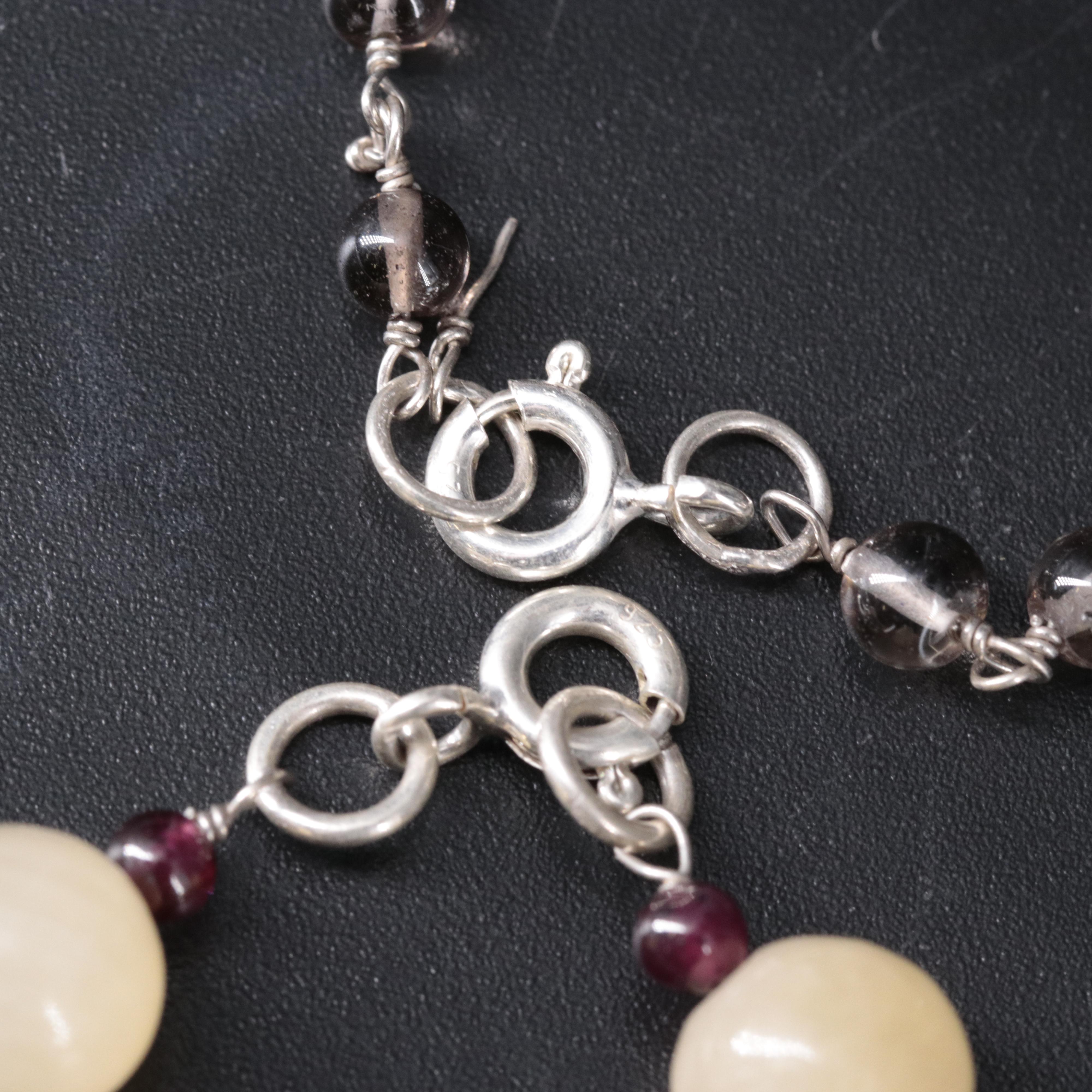 Sterling Silver Station Necklaces Featuring Gemstones