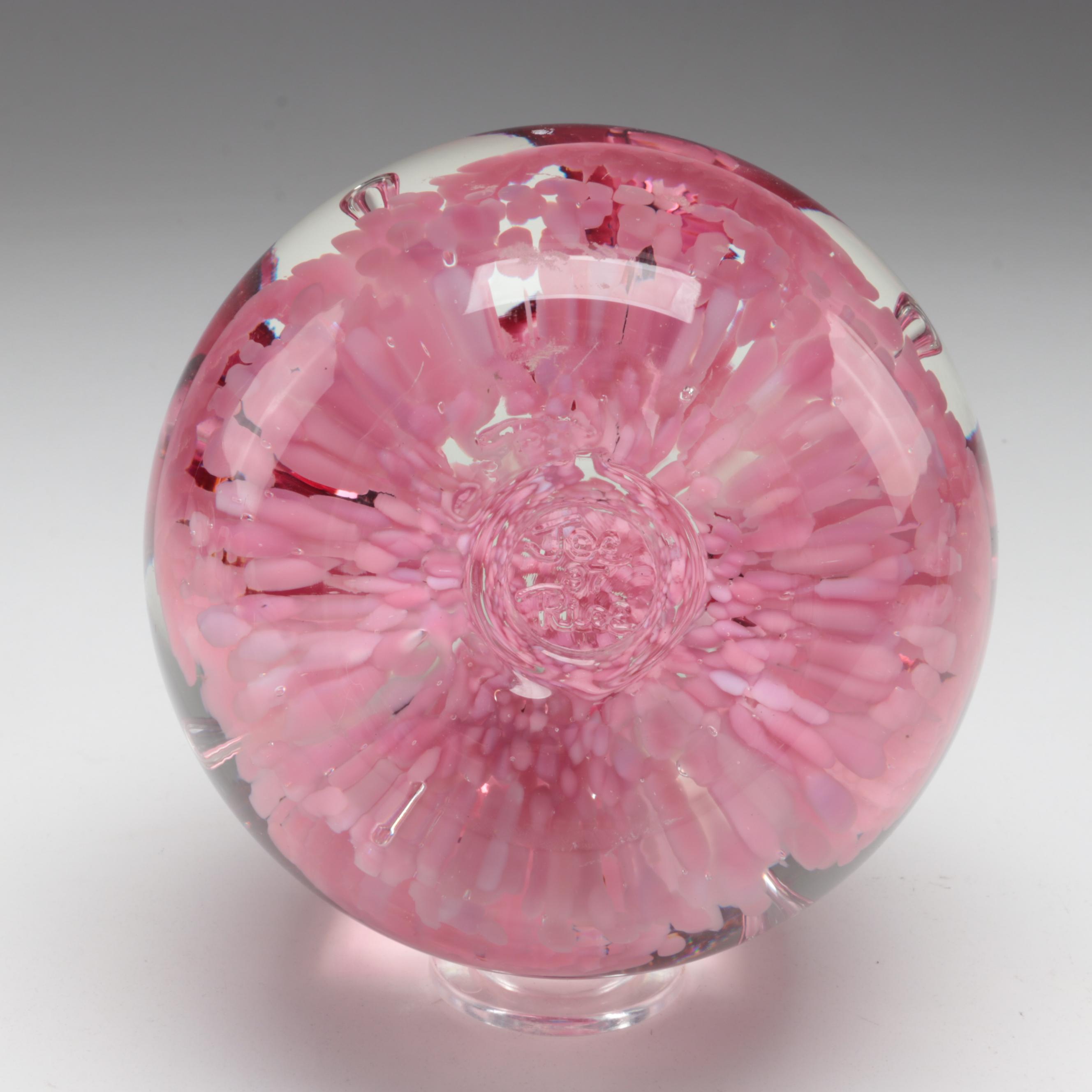 Joe Rice with Other Glass Trapped Bubble and Floral Paperweights