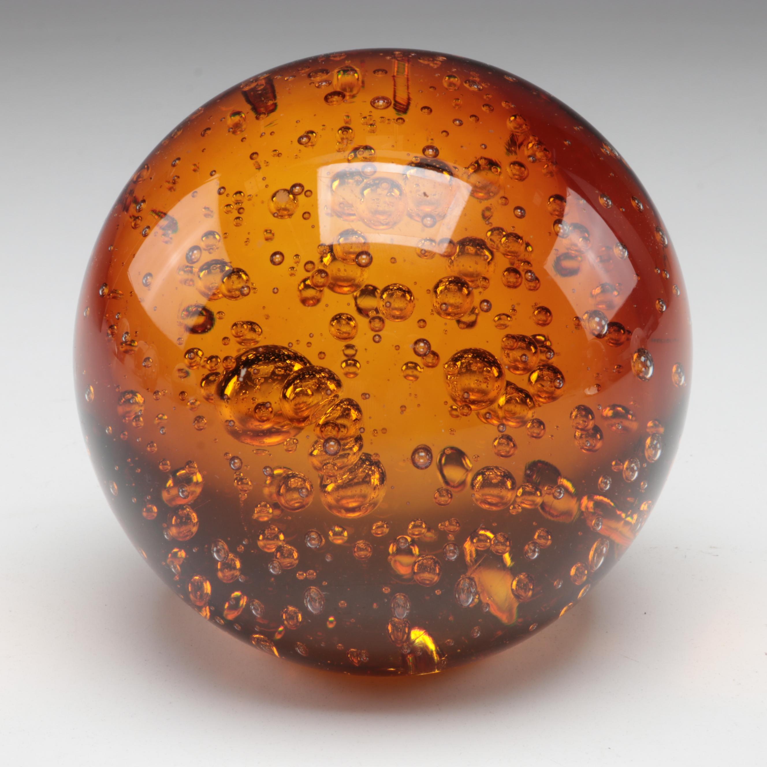 Joe Rice with Other Glass Trapped Bubble and Floral Paperweights