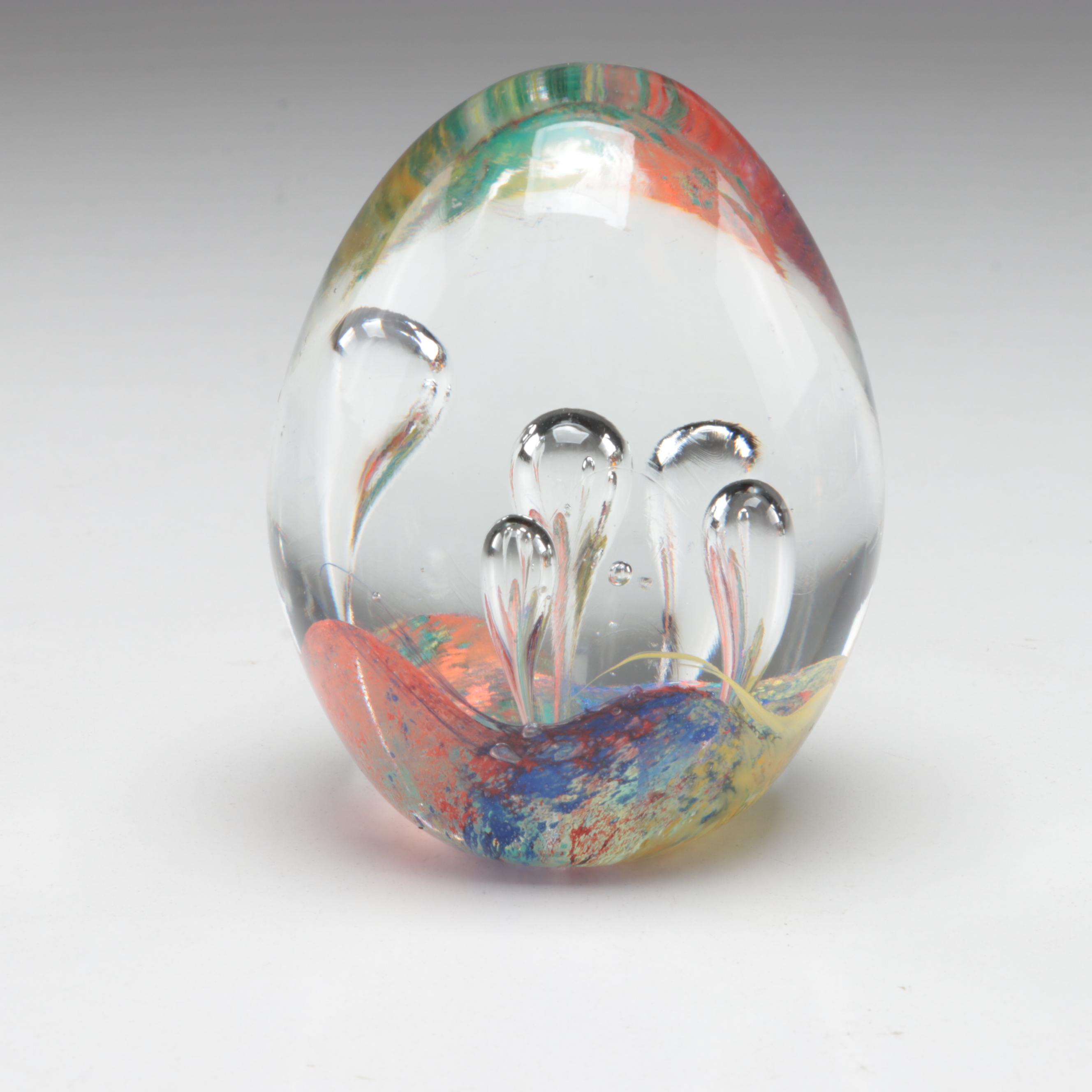 Joe Rice with Other Glass Trapped Bubble and Floral Paperweights