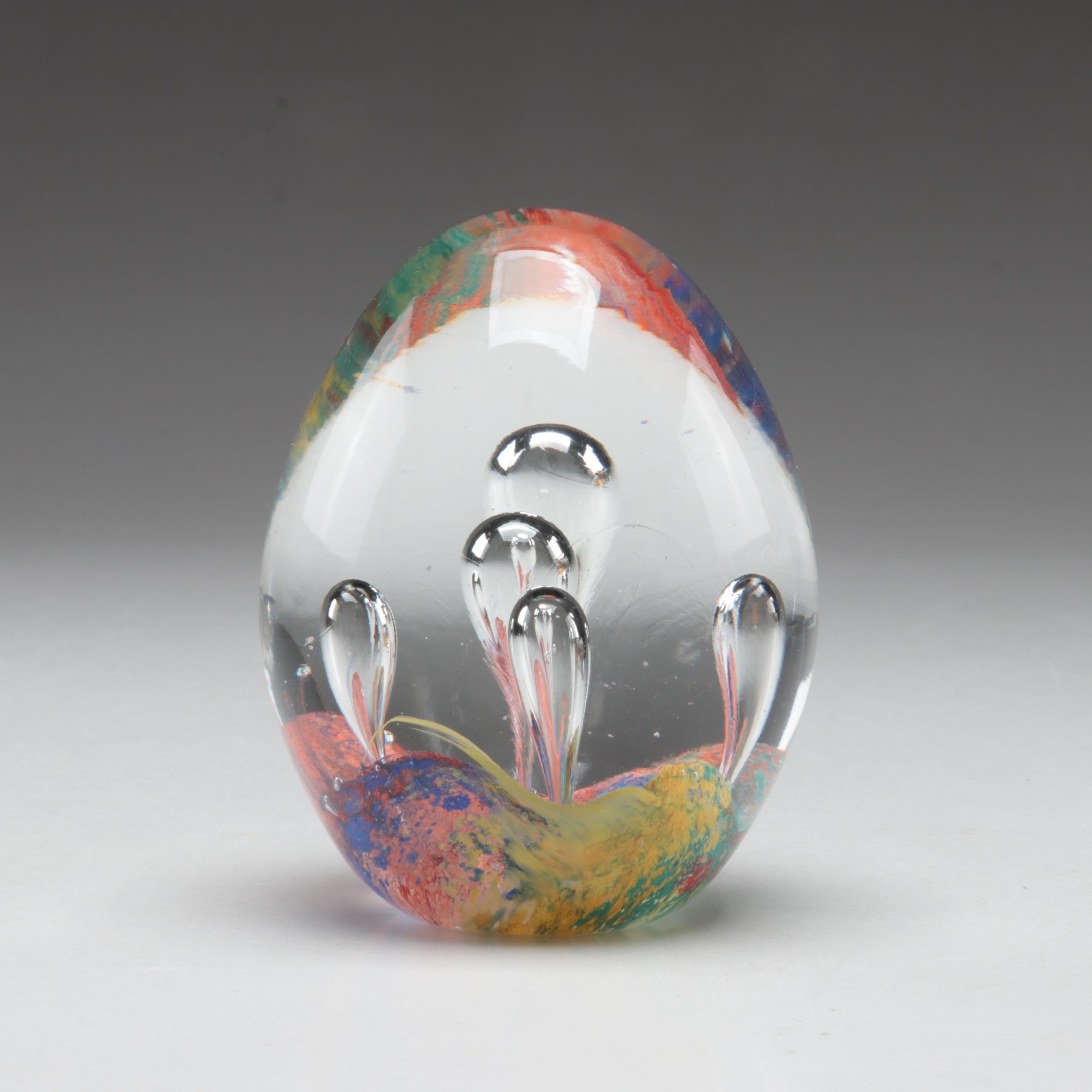 Joe Rice with Other Glass Trapped Bubble and Floral Paperweights