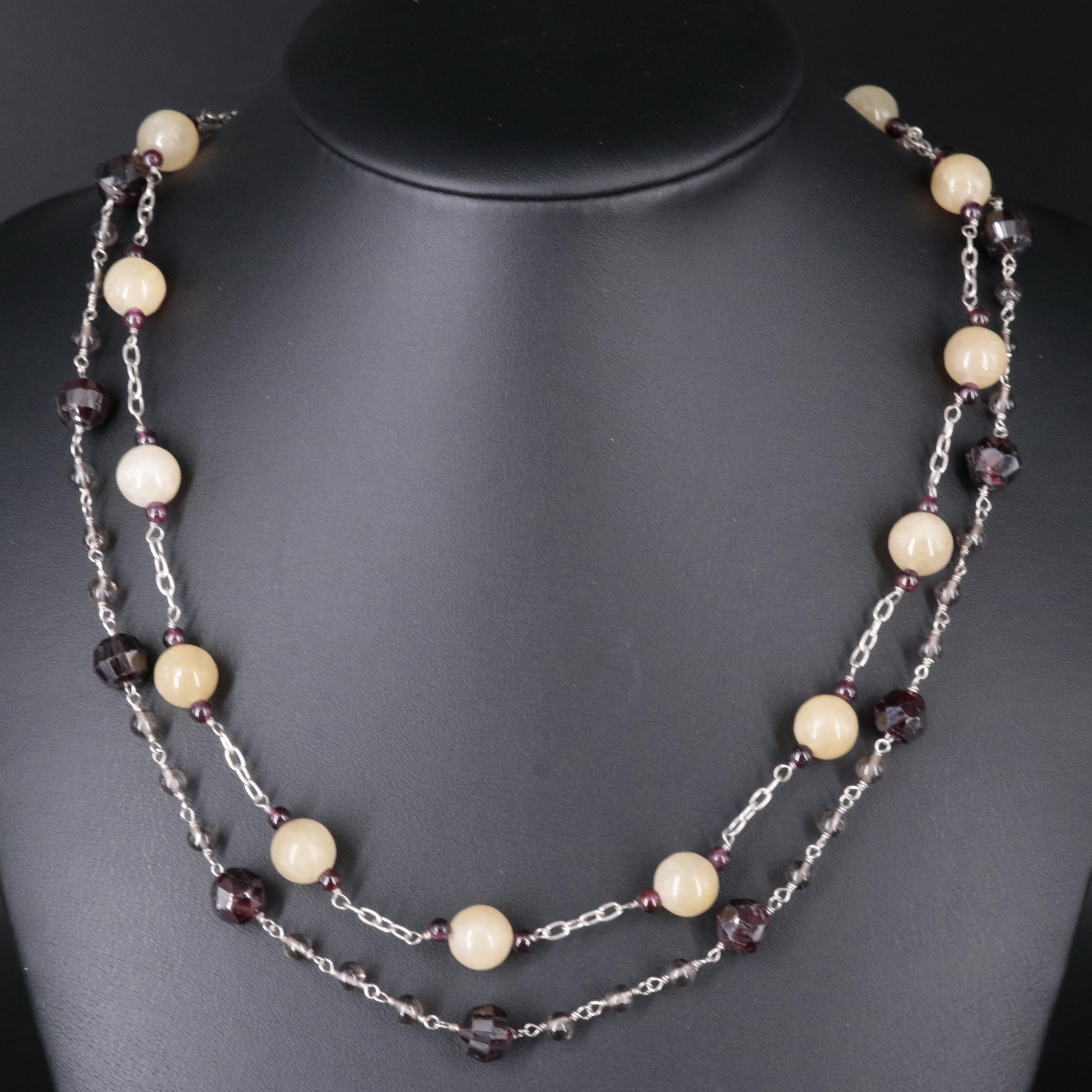 Sterling Silver Station Necklaces Featuring Gemstones