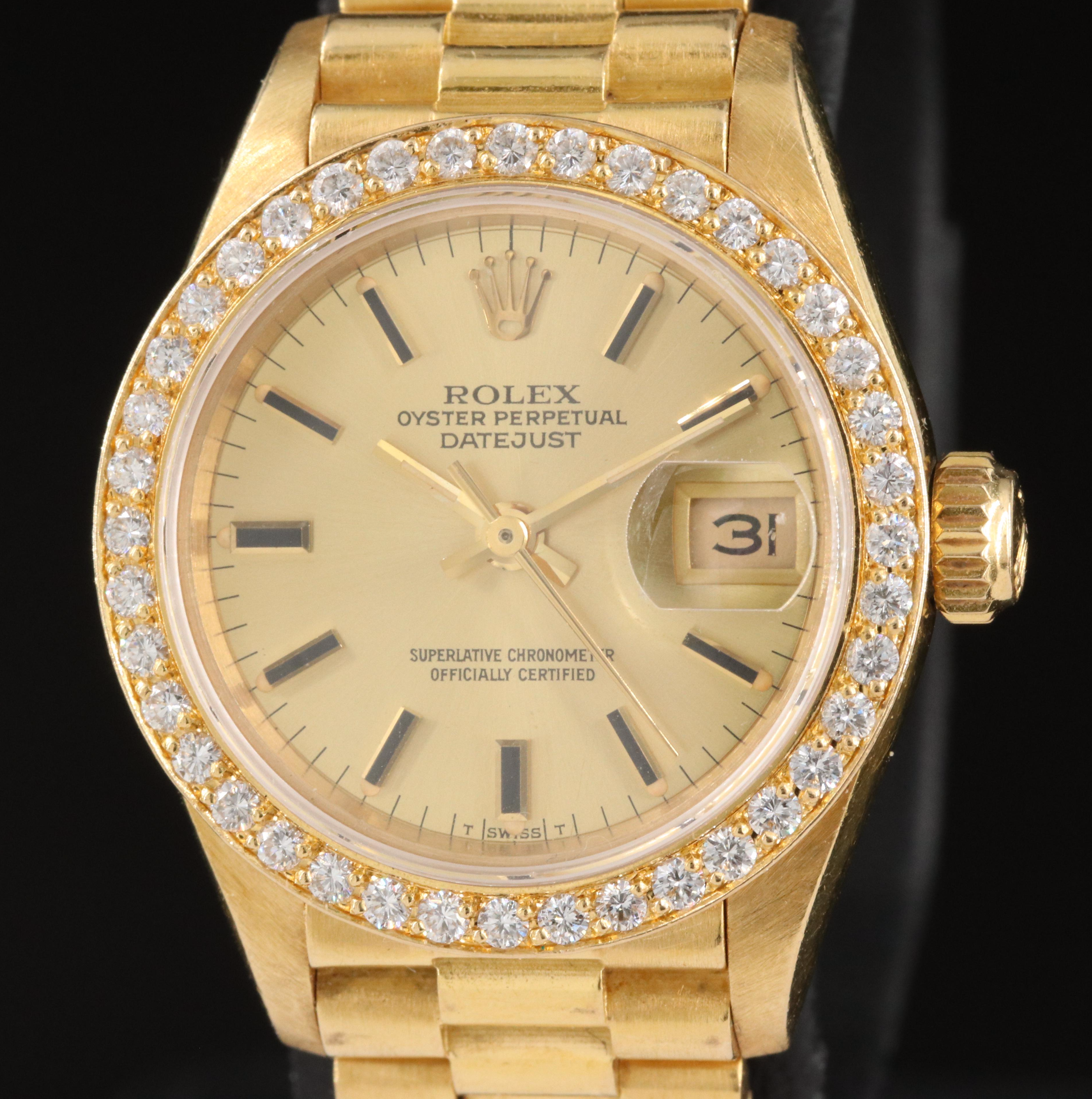 1984 Rolex Datejust Diamond Bezel Watch with President Band