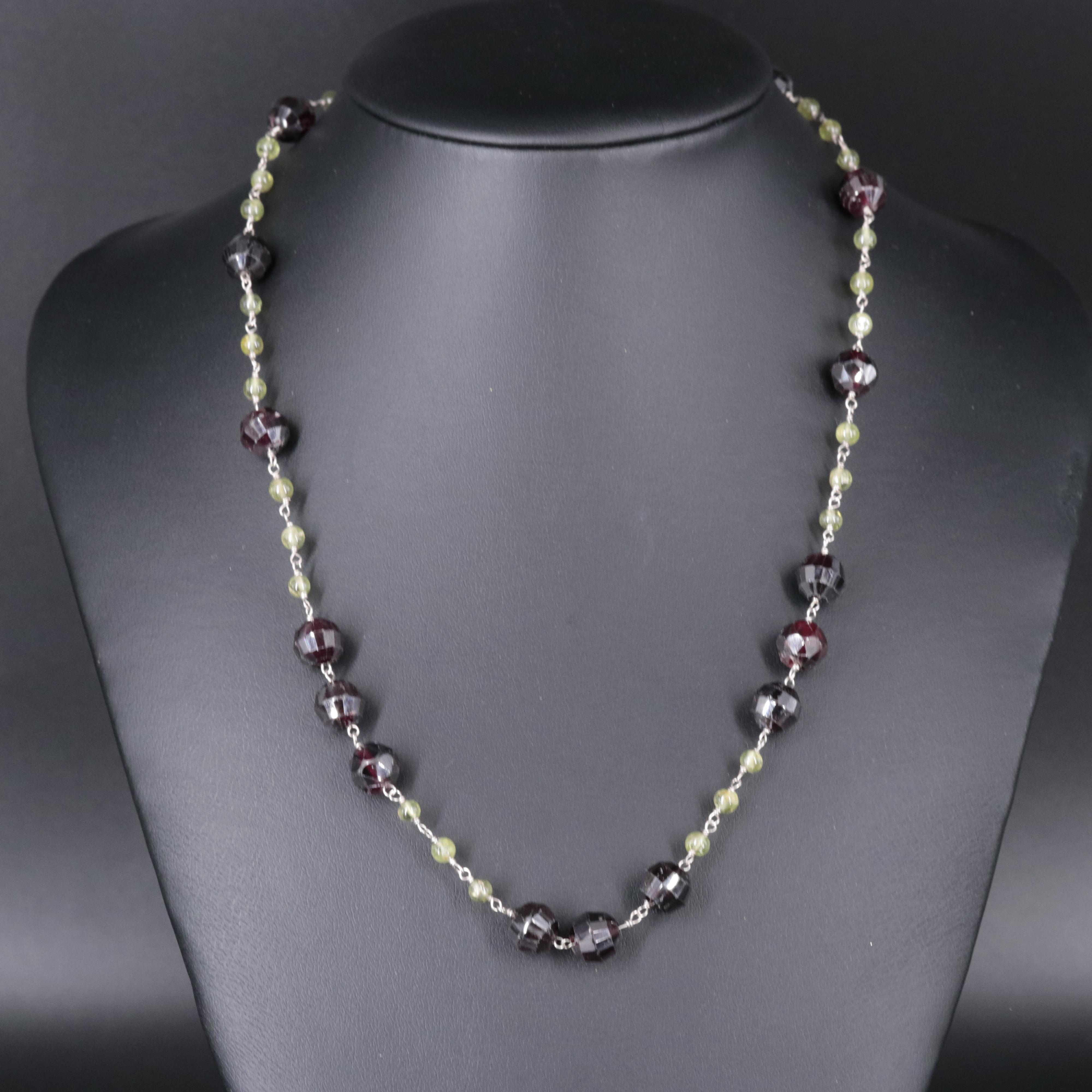 Sterling Silver Gemstone Station Necklace and Bracelet Collection