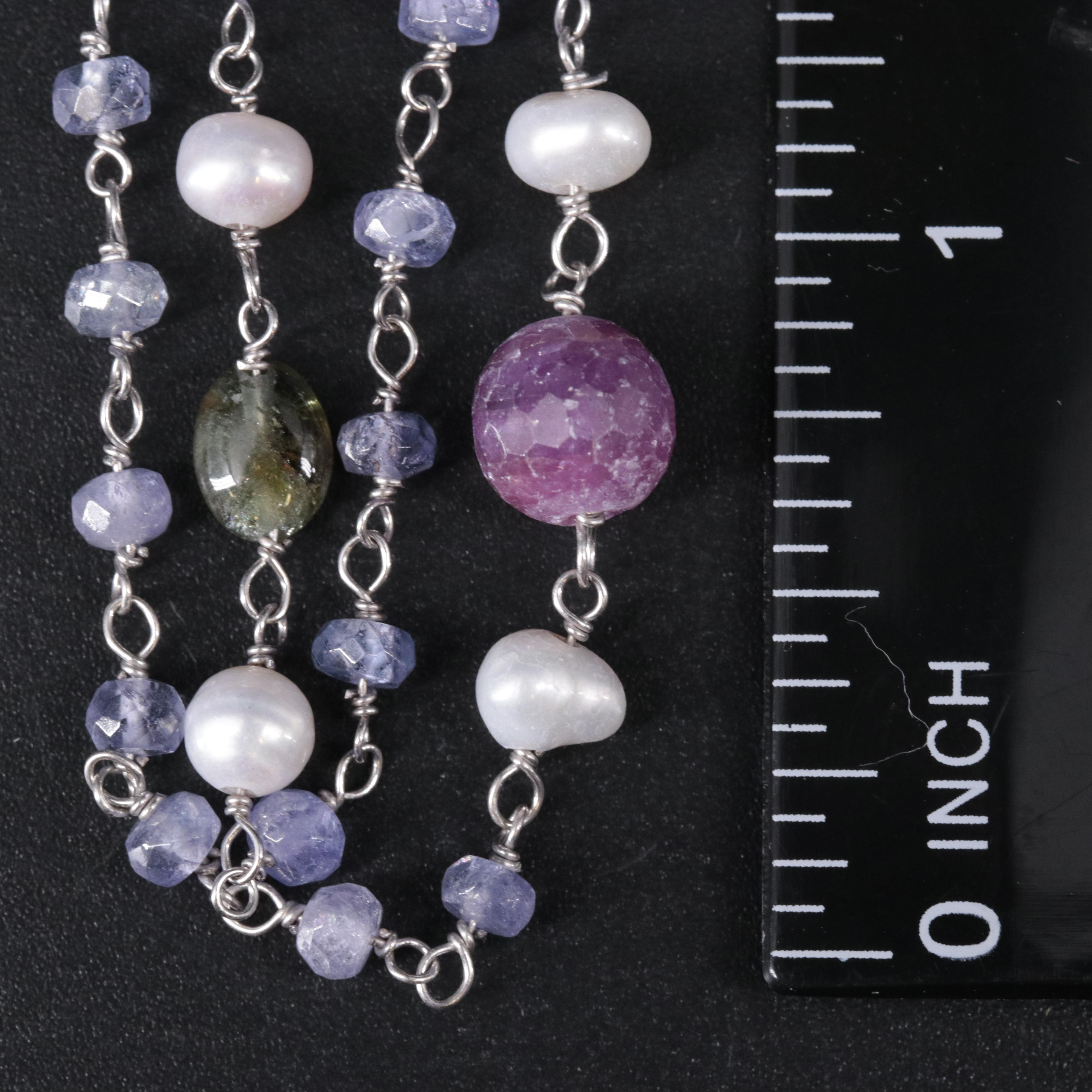 Sterling Silver Necklace Set Featuring Gemstones