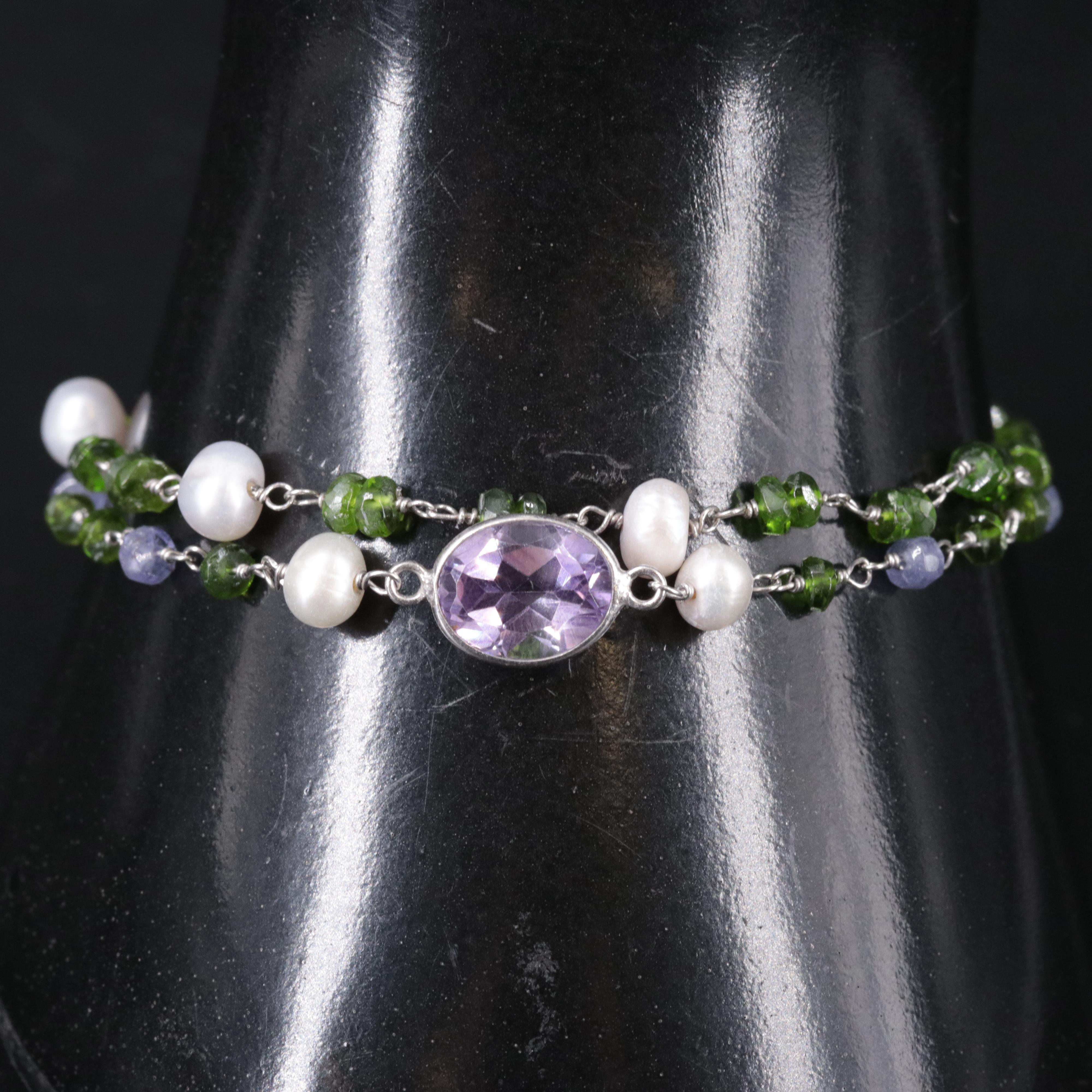 Sterling Gemstone Necklace Duo