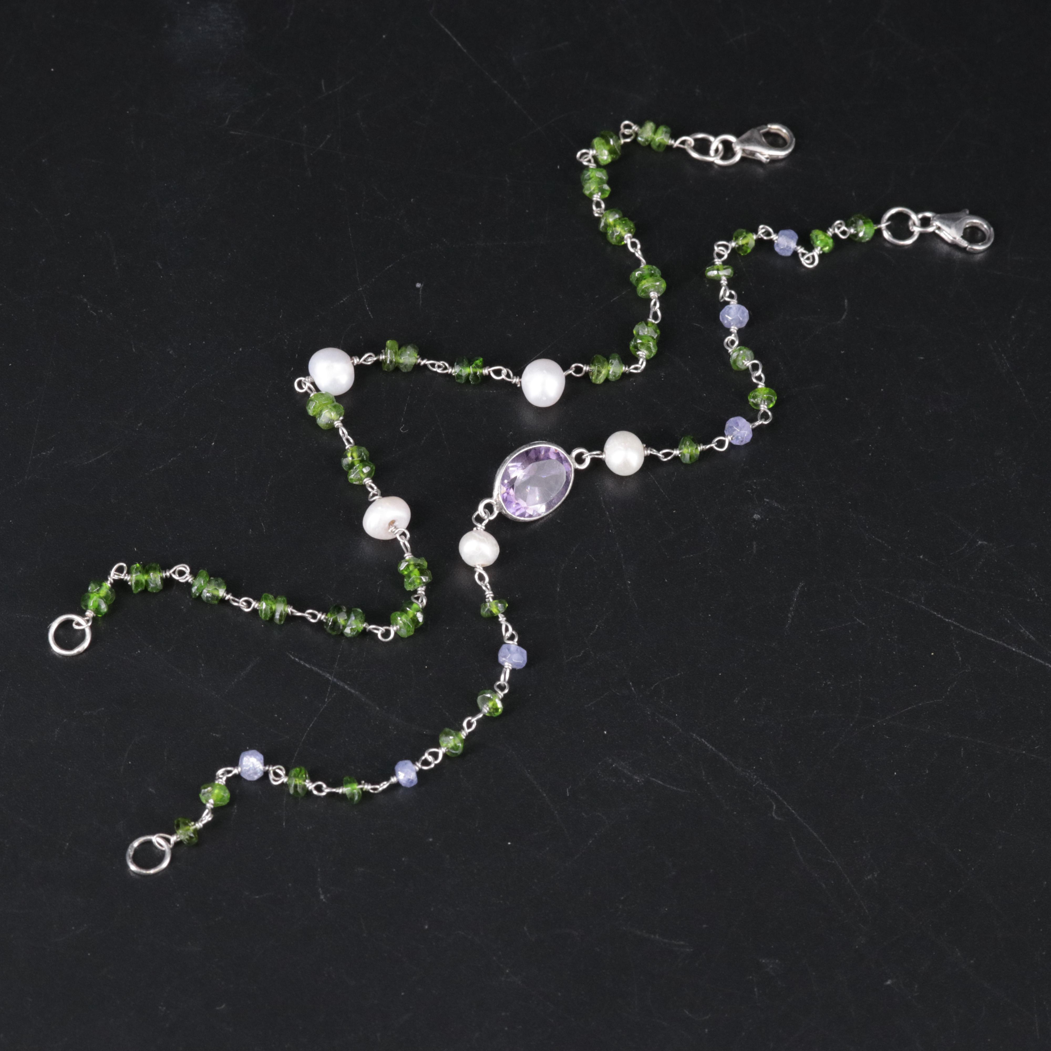 Sterling Gemstone Necklace Duo